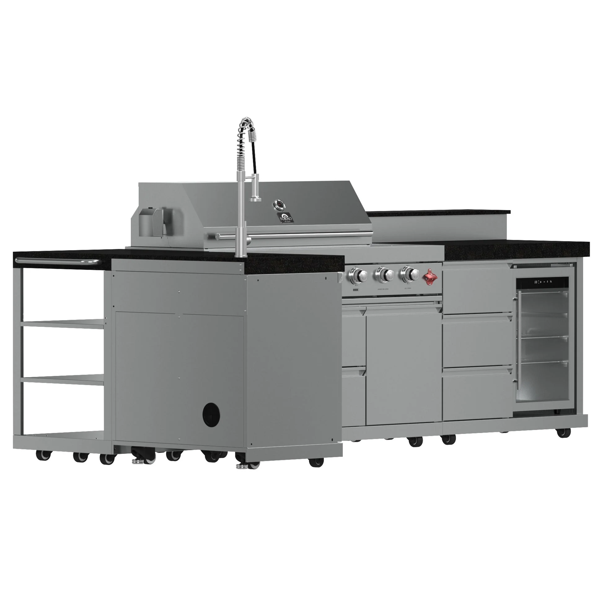 Forno Bulnes 40" BBQ Outdoor Kitchen – 95,000 BTU, 5 Burners, Infrared Sear & Rotisserie, Beverage Center & Black Sintered Stone Countertops - Image 6