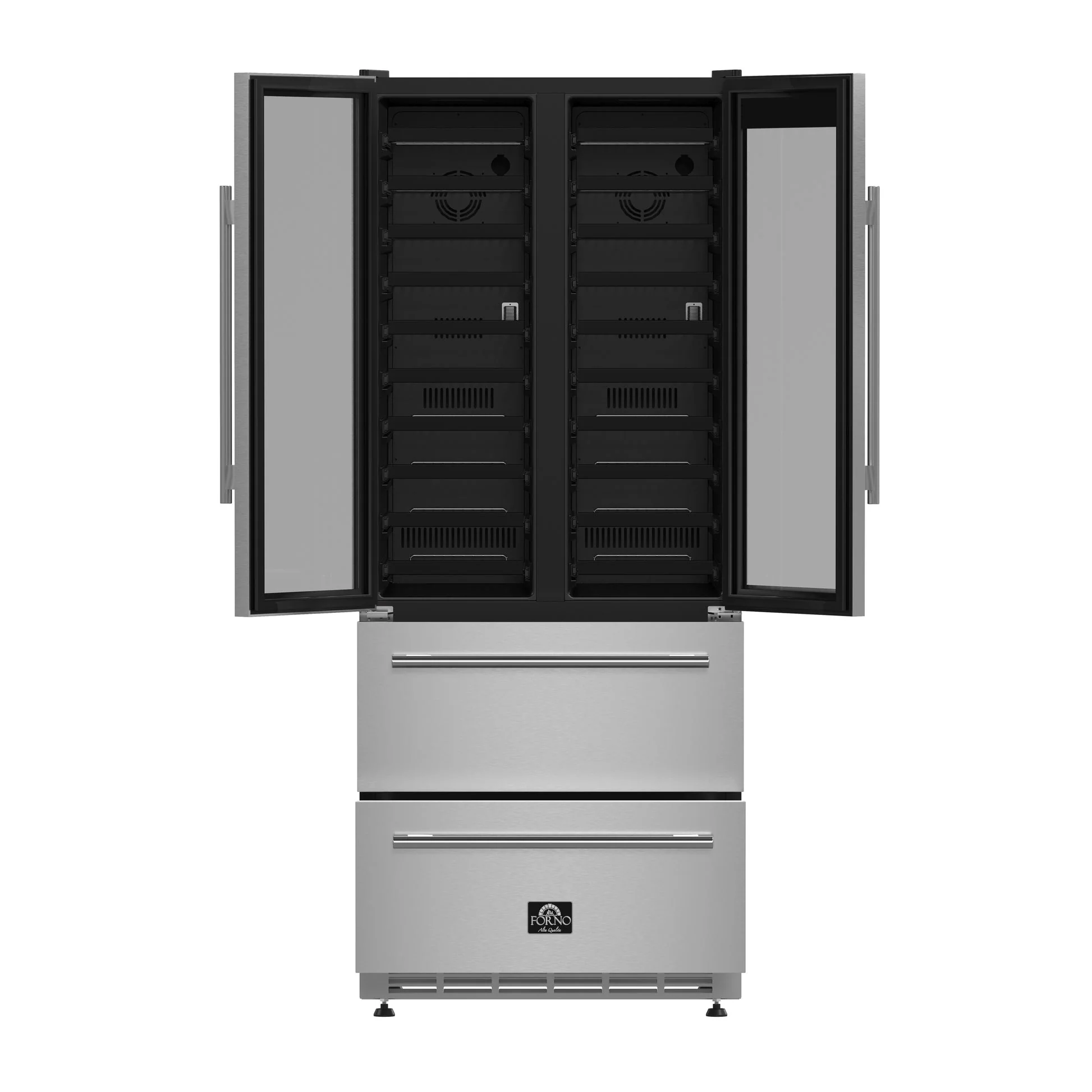 Forno Campania 32-Inch Wine Cooler, Stainless Steel, Dual Wine Zones, Two Beverage Drawers, 17.7 cu.ft - Image 2