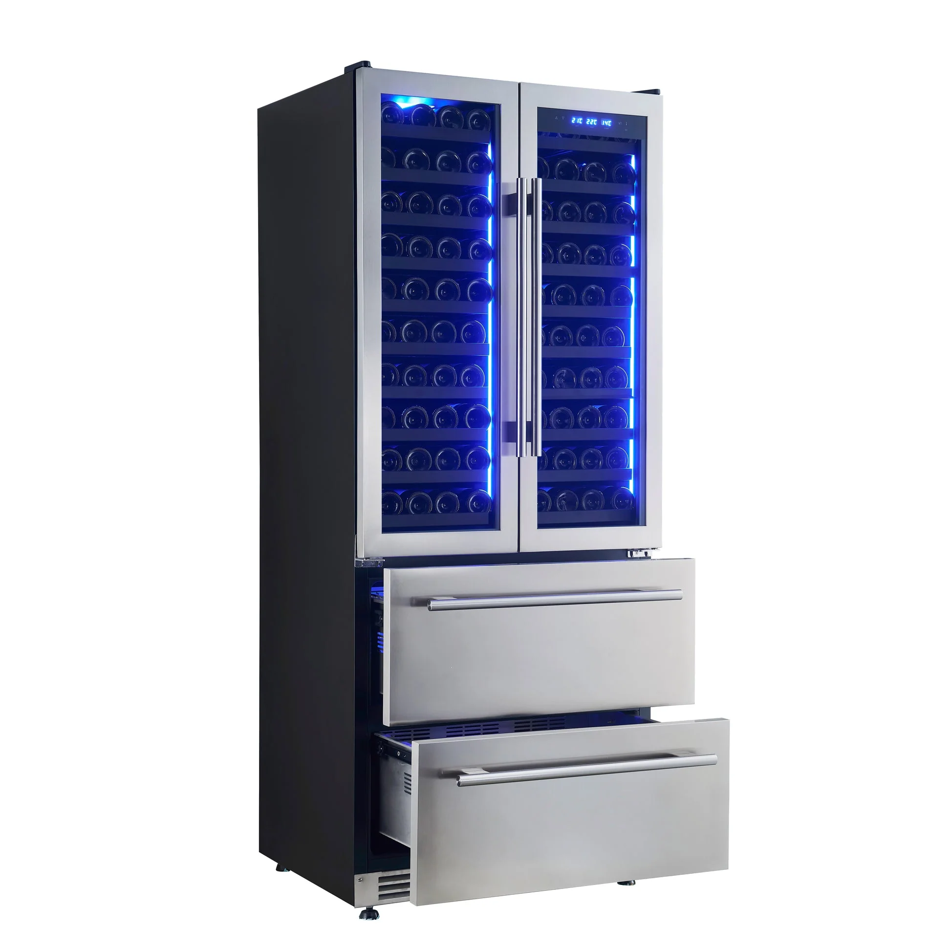Forno Campania 32-Inch Wine Cooler, Stainless Steel, Dual Wine Zones, Two Beverage Drawers, 17.7 cu.ft - Image 6