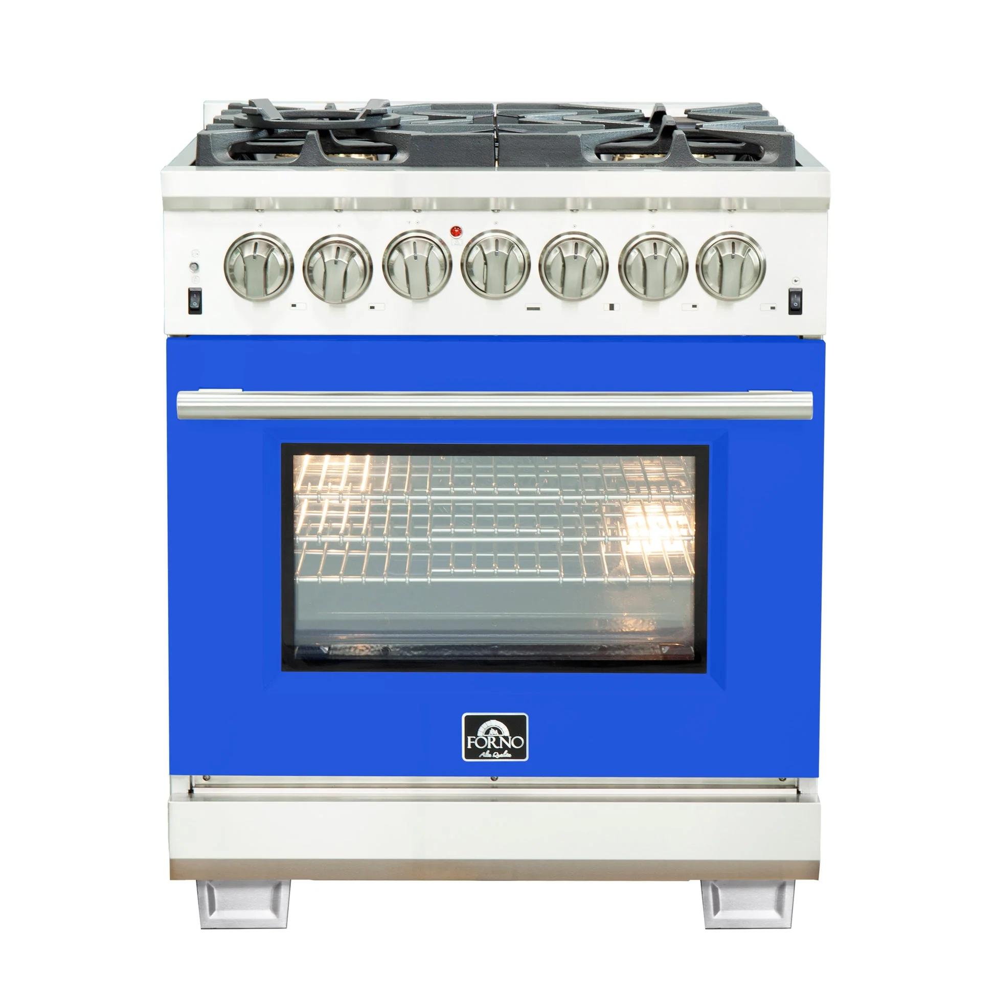 Forno Capriasca 30-Inch Freestanding Dual Fuel Range with 4 Burners & Color Door - Image 2