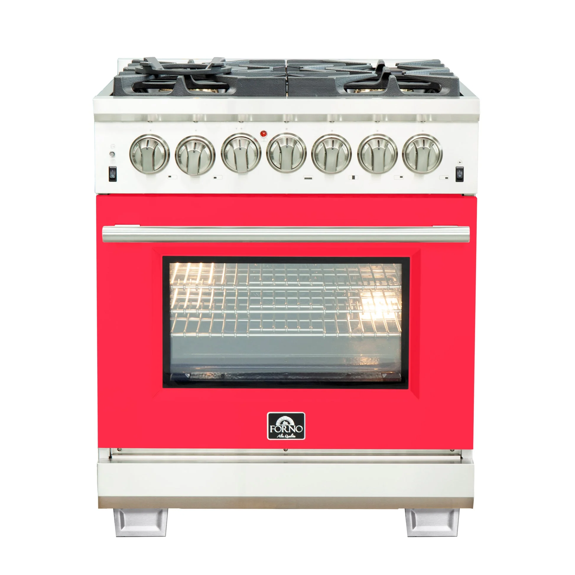 Forno Capriasca 30-Inch Freestanding Dual Fuel Range with 4 Burners & Color Door - Image 3