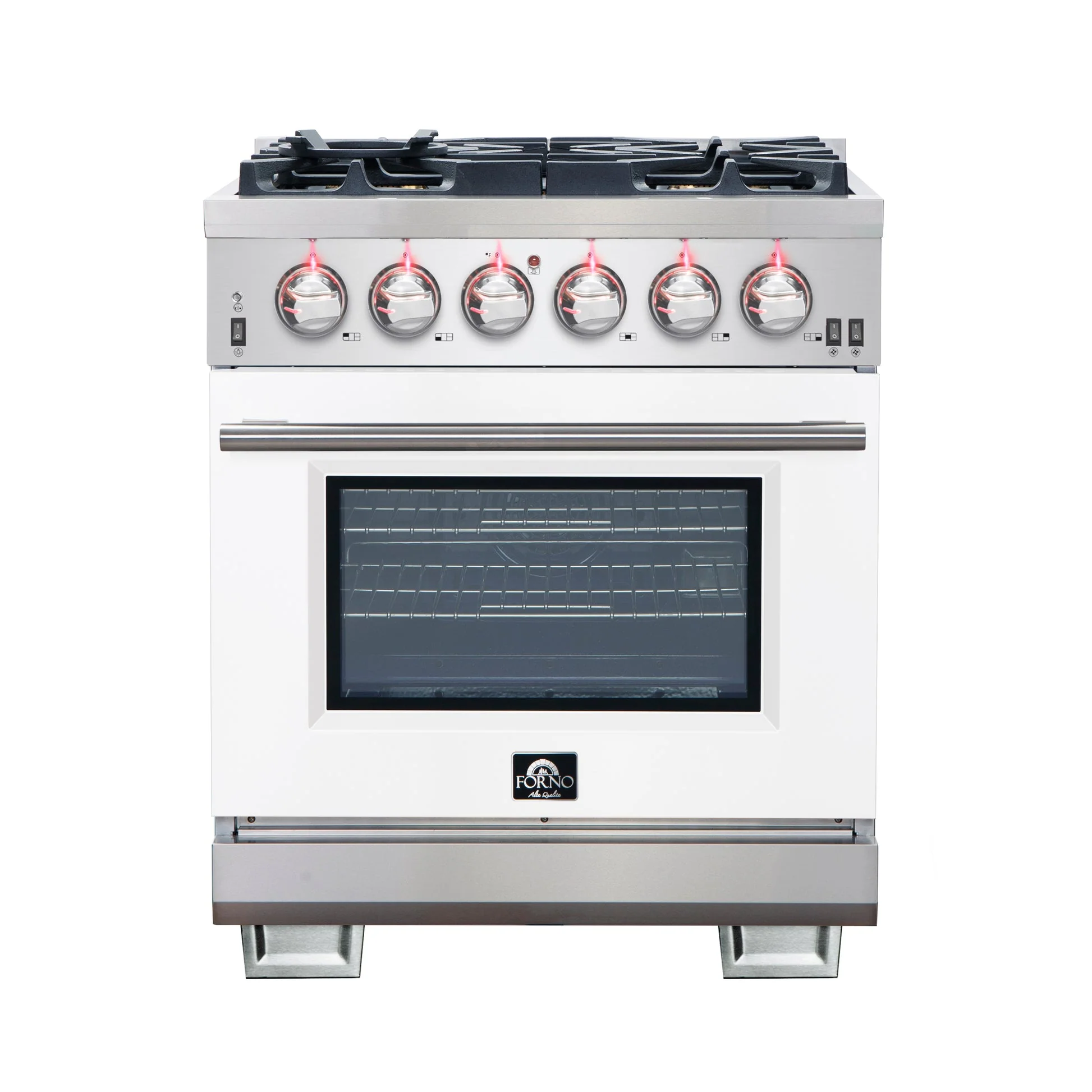 Forno Capriasca 30-Inch Freestanding Gas Range with 4 Burners & Color Door