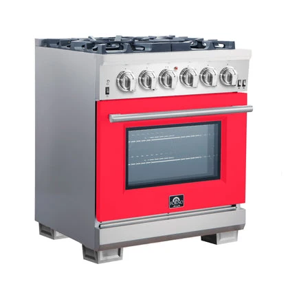 Forno Capriasca 30-Inch Freestanding Gas Range with 4 Burners & Color Door - Image 17