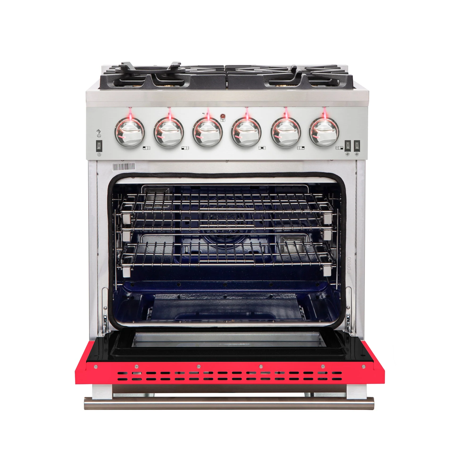 Forno Capriasca 30-Inch Freestanding Gas Range with 4 Burners & Color Door - Image 18