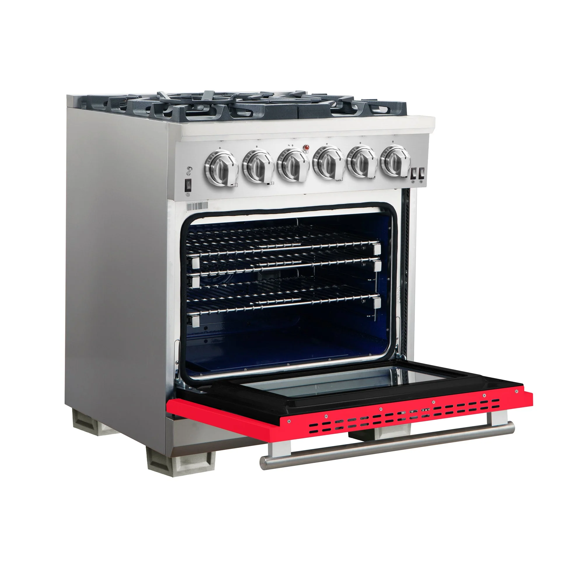 Forno Capriasca 30-Inch Freestanding Gas Range with 4 Burners & Color Door - Image 19