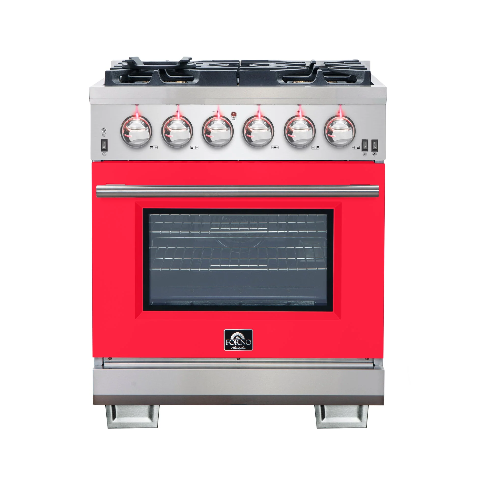 Forno Capriasca 30-Inch Freestanding Gas Range with 4 Burners & Color Door - Image 3