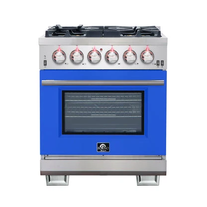 Forno Capriasca 30-Inch Freestanding Gas Range with 4 Burners & Color Door - Image 4