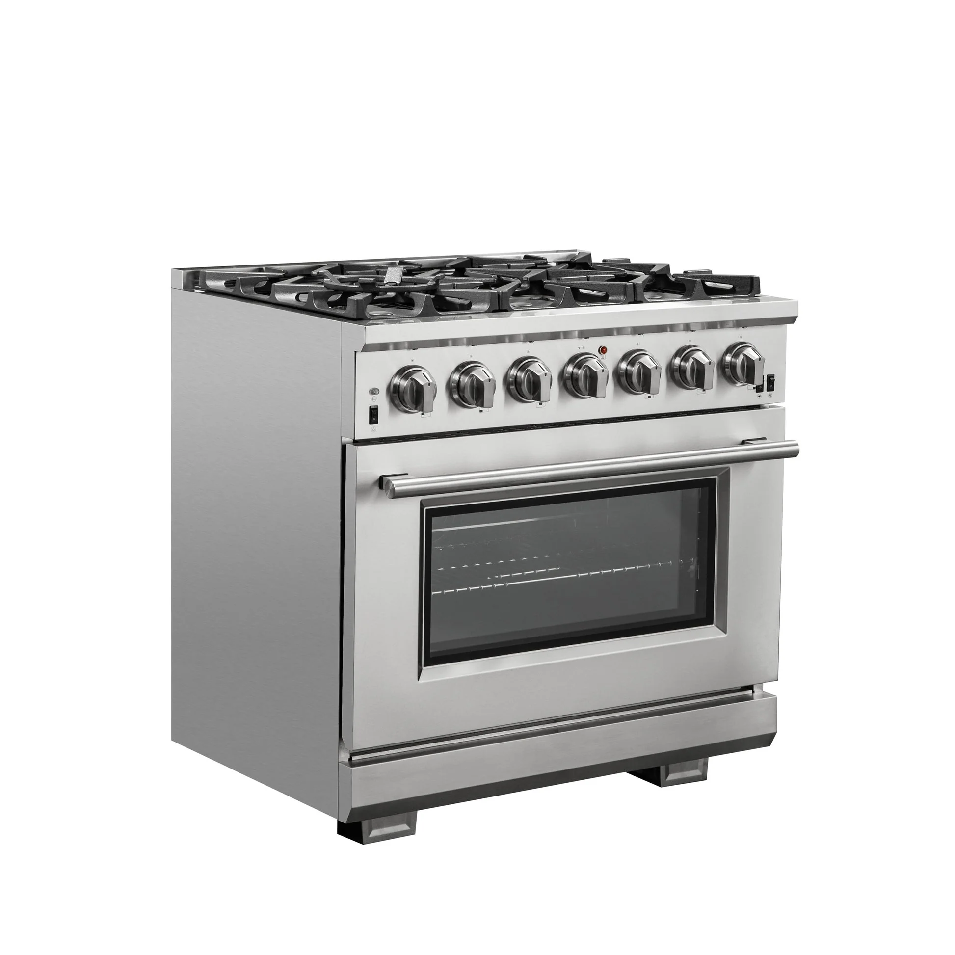 Forno Capriasca 36-Inch Gas Range, Stainless Steel, 6 Brass Burners, 120,000 BTU, Convection Oven, Energy Efficient - Image 2