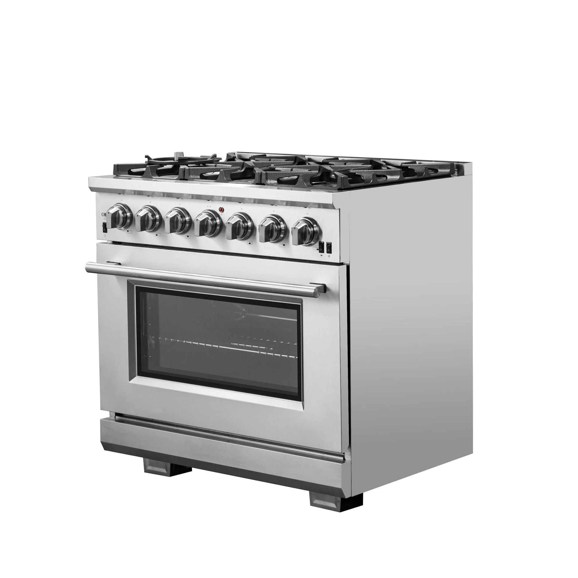 Forno Capriasca 36-Inch Gas Range, Stainless Steel, 6 Brass Burners, 120,000 BTU, Convection Oven, Energy Efficient - Image 3