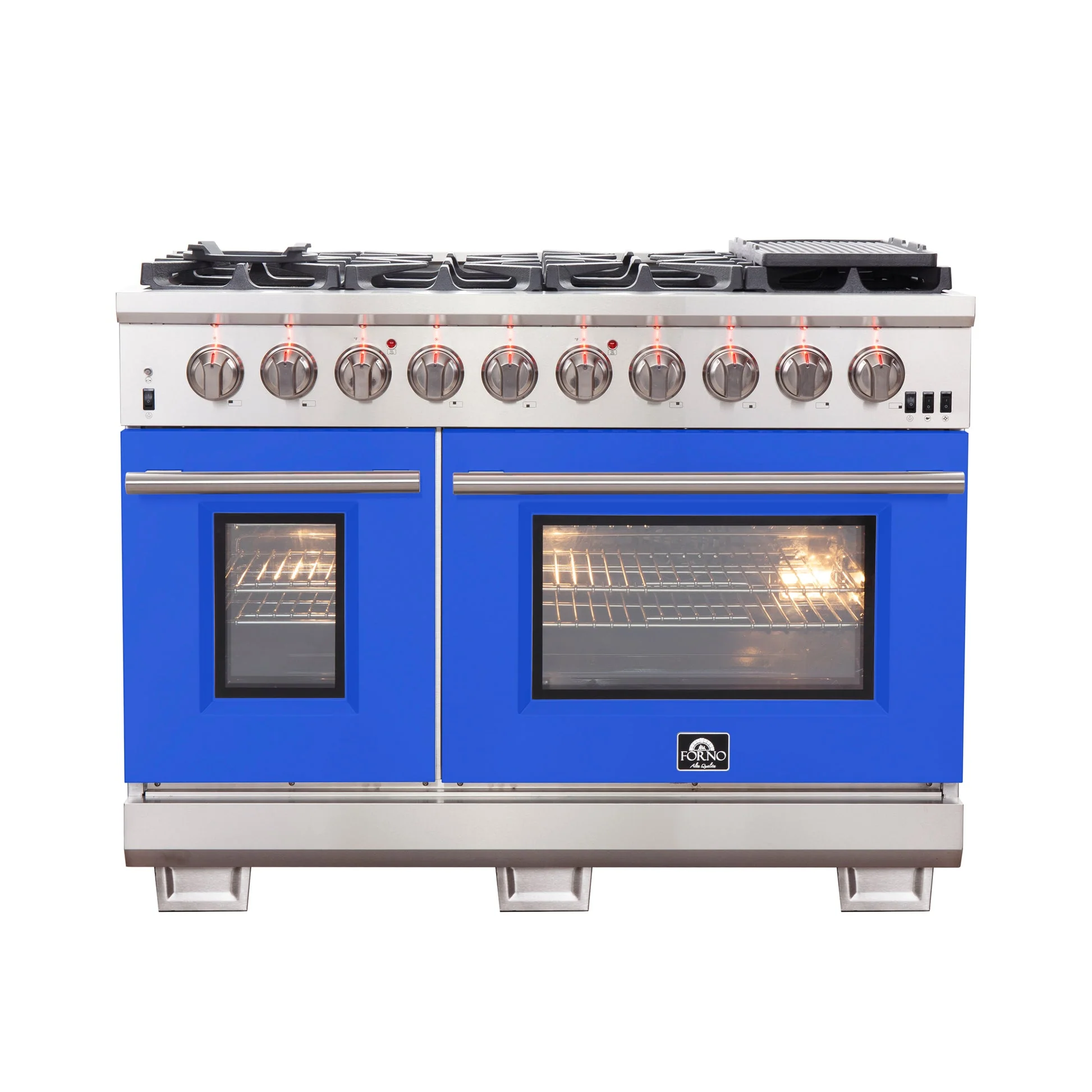 Forno Capriasca 48-inch Freestanding Gas Range with 8 Burners & Color Door - Image 3