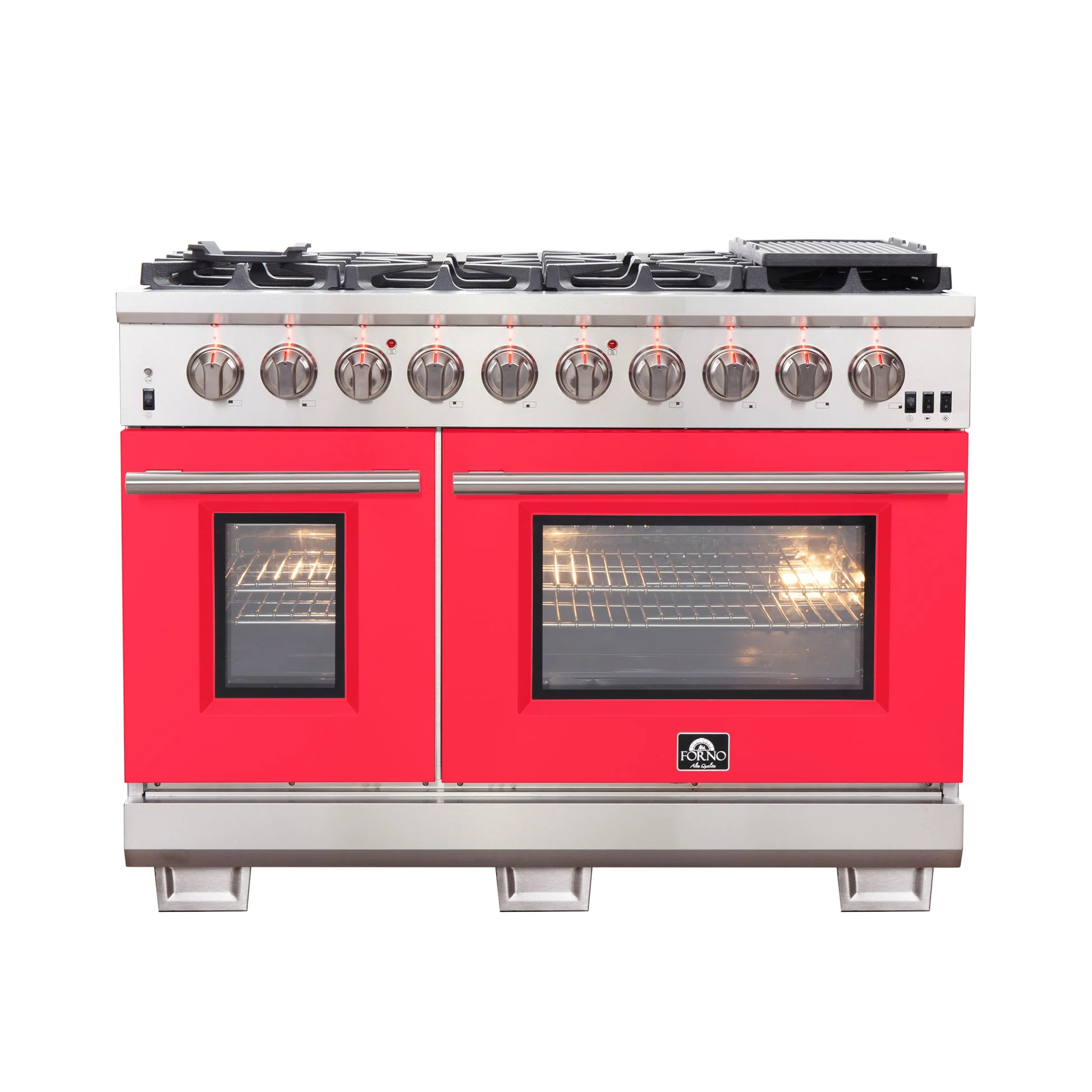 Forno Capriasca 48-inch Freestanding Gas Range with 8 Burners & Color Door - Image 4