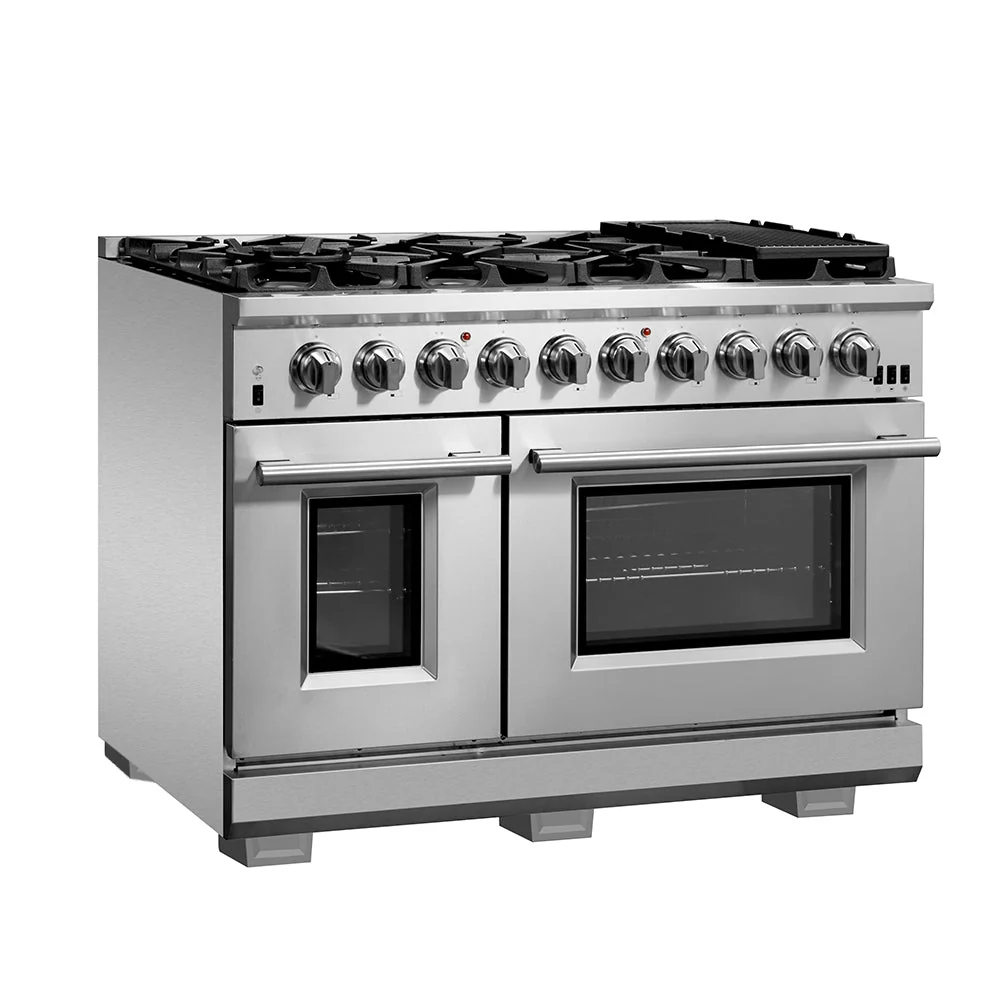 Forno Capriasca 48-inch Gas Range Stainless Steel, 8 Brass Burners, 6.58 cu.ft. Double Oven - Image 2
