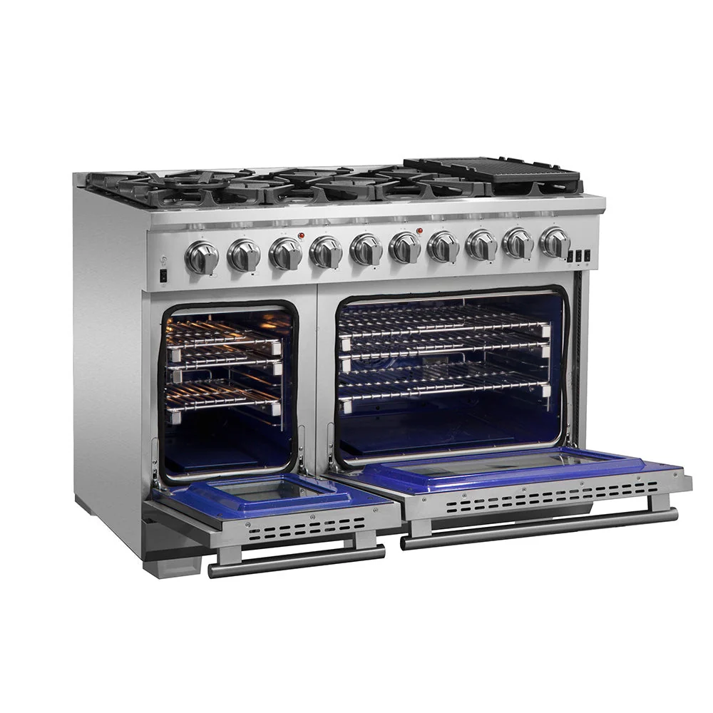 Forno Capriasca 48-inch Gas Range Stainless Steel, 8 Brass Burners, 6.58 cu.ft. Double Oven - Image 3