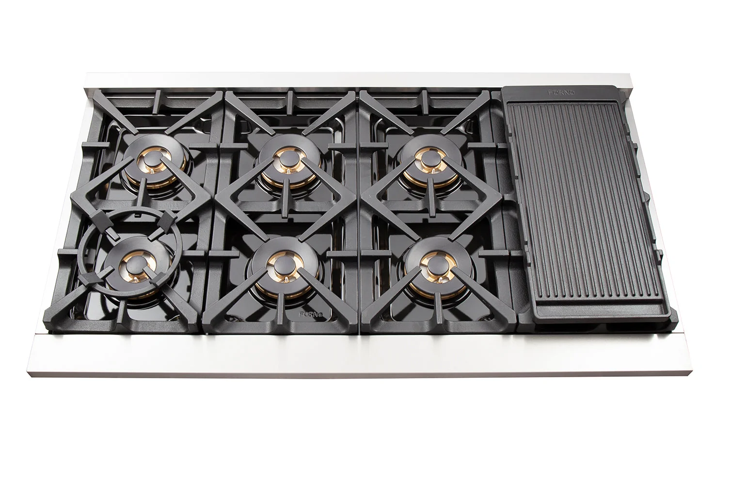Forno Capriasca 48-inch Gas Range Stainless Steel, 8 Brass Burners, 6.58 cu.ft. Double Oven - Image 5