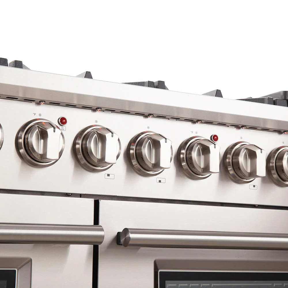 Forno Capriasca 48-inch Gas Range Stainless Steel, 8 Brass Burners, 6.58 cu.ft. Double Oven - Image 9