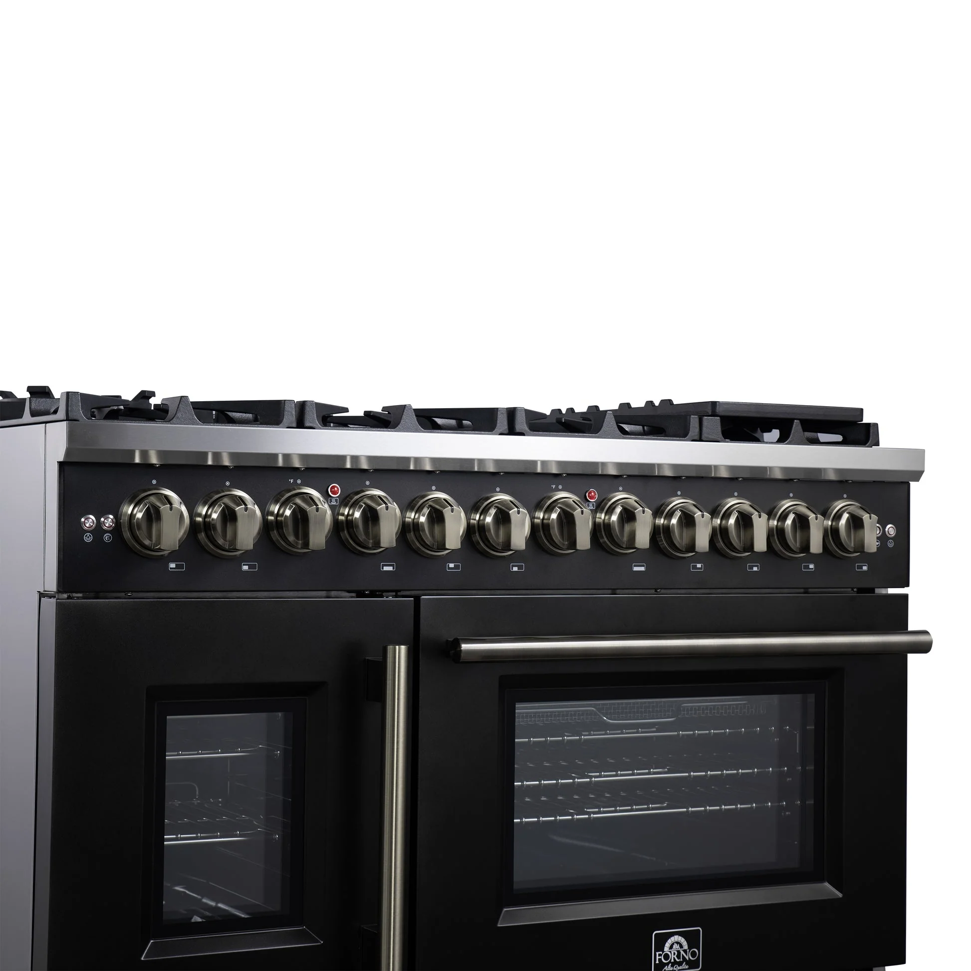 Forno Capriasca Freestanding French Door Dual Fuel Range with Antique Brass Accessories, True Convection Oven - Image 28