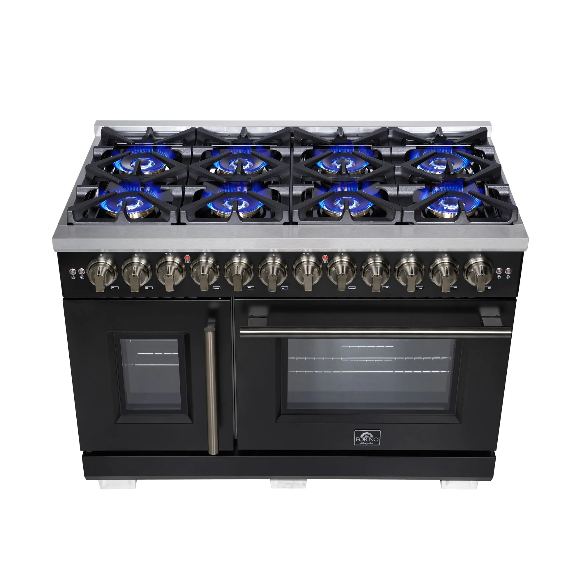 Forno Capriasca Freestanding French Door Dual Fuel Range with Antique Brass Accessories, True Convection Oven - Image 30