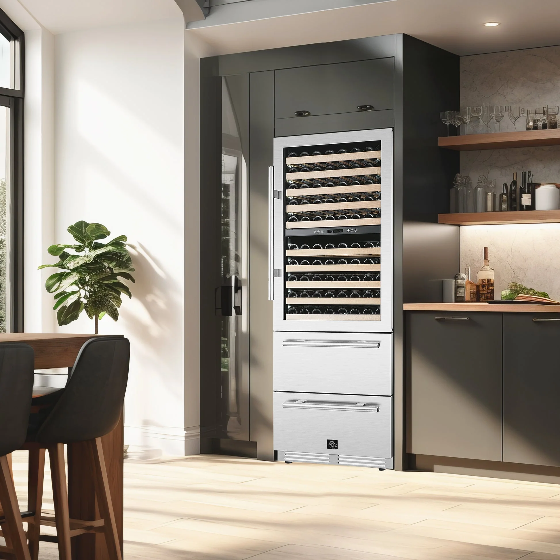 Forno Celano 30-Inch Triple Zone Wine and Beverage Cooler, 21.3 cu.ft, Stainless Steel - Image 10