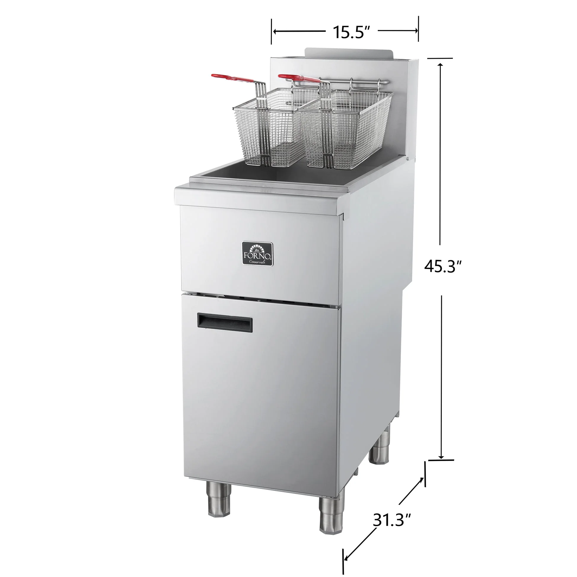 Forno Commerciale Propane Gas Deep Fryer, 3 Burners 90,000 BTU, 40 lbs Oil Capacity - Image 5