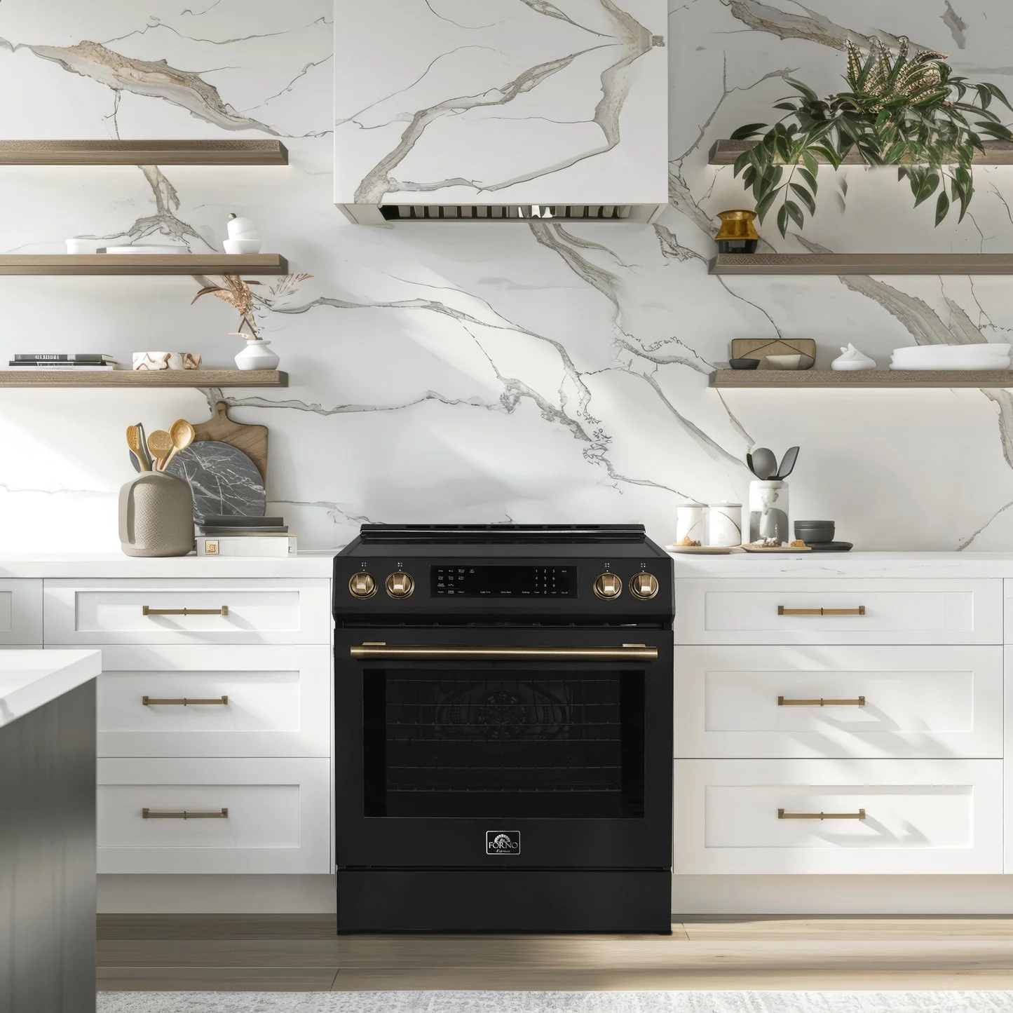 Forno Donatello Espresso 30-Inch Slide-In Induction Range, Convection Oven, 5 Cooking Zones, Touch Control Panel - Image 9