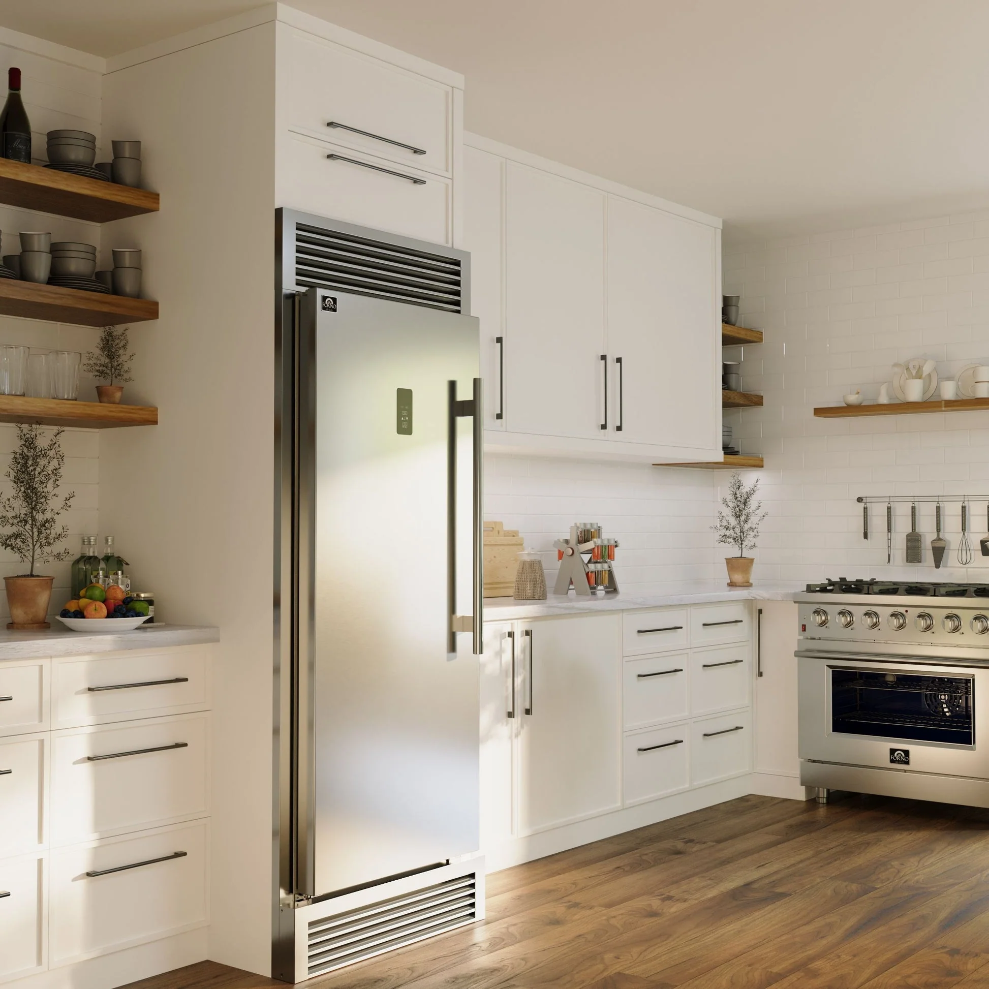 Forno Fortezza 32 Inch Left-Swing Freezer with Standard Trim Grill, Stainless Steel, with Automatic Ice Maker - Image 2