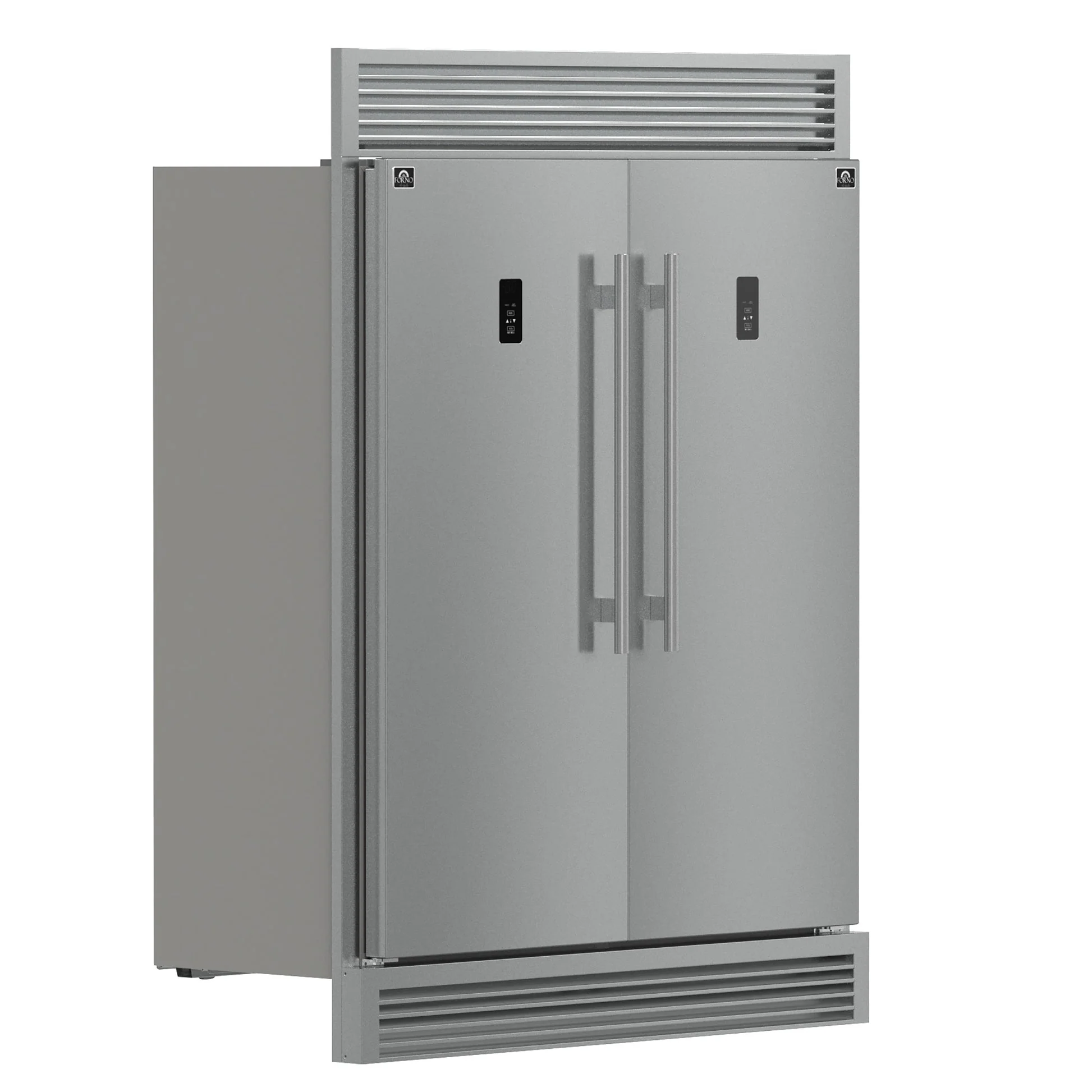 Forno Fortezza 60 Inch Convertible Refrigerator/Freezer with Trim Grill, Stainless Steel, Total No Frost, with Automatic Ice Maker - Image 3