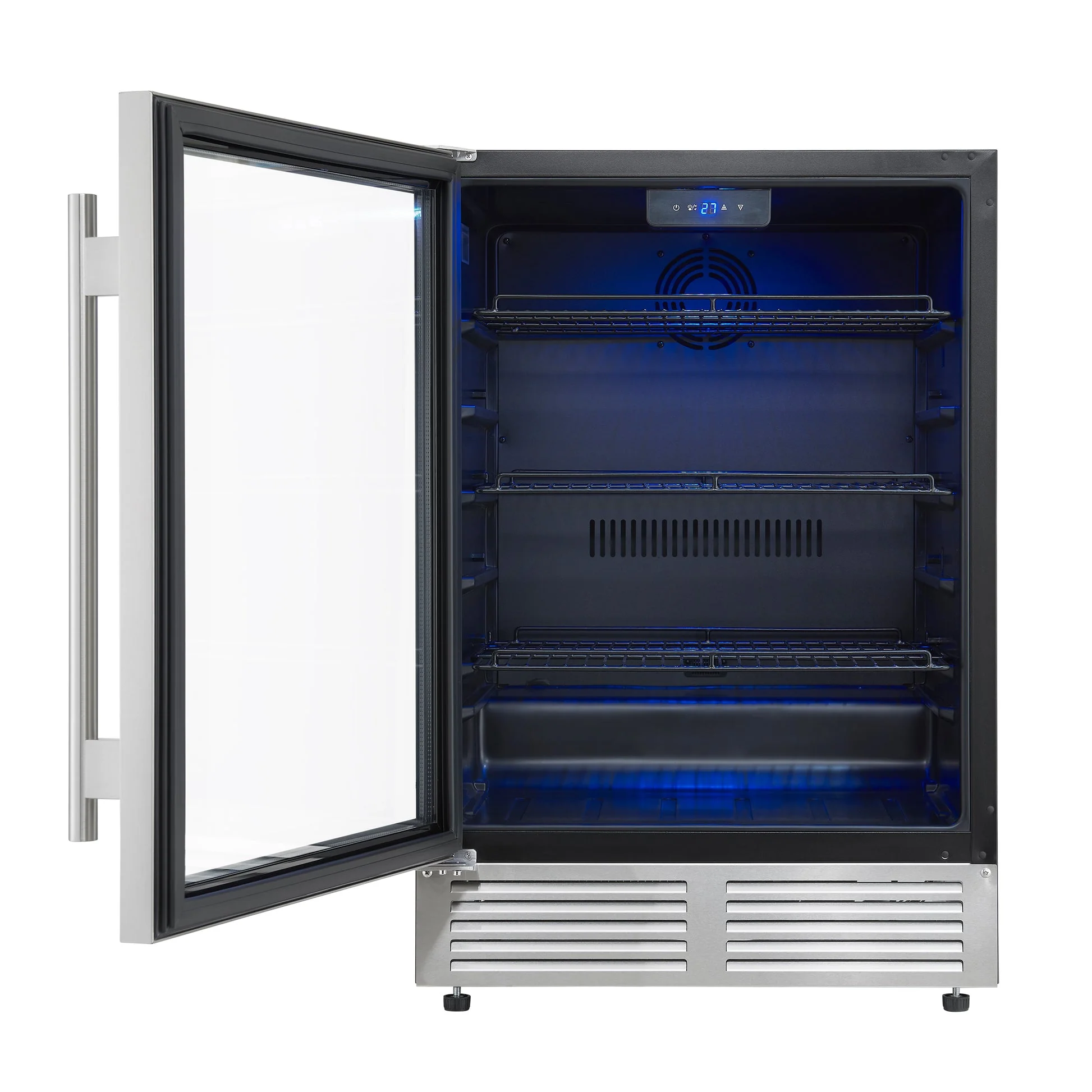Forno Frescolino 24" Beverage Cooler – Stainless Steel, 188 Can Capacity, LED Lighting, Triple Glass Door, Built-In or Freestanding - Image 9