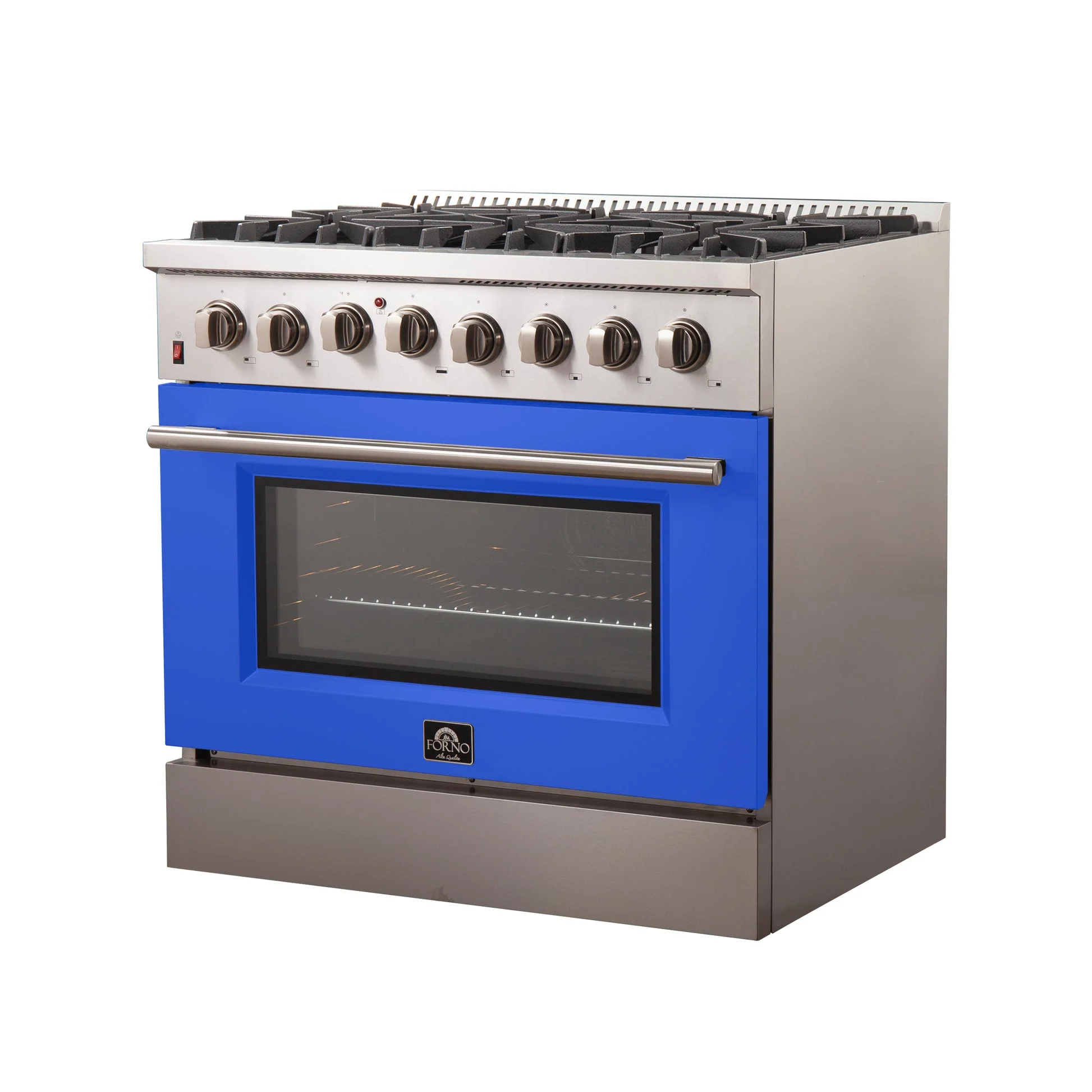 Forno Galiano 36-Inch Freestanding Dual Fuel Range with Double Convection Ovens, Blue Door - Image 2