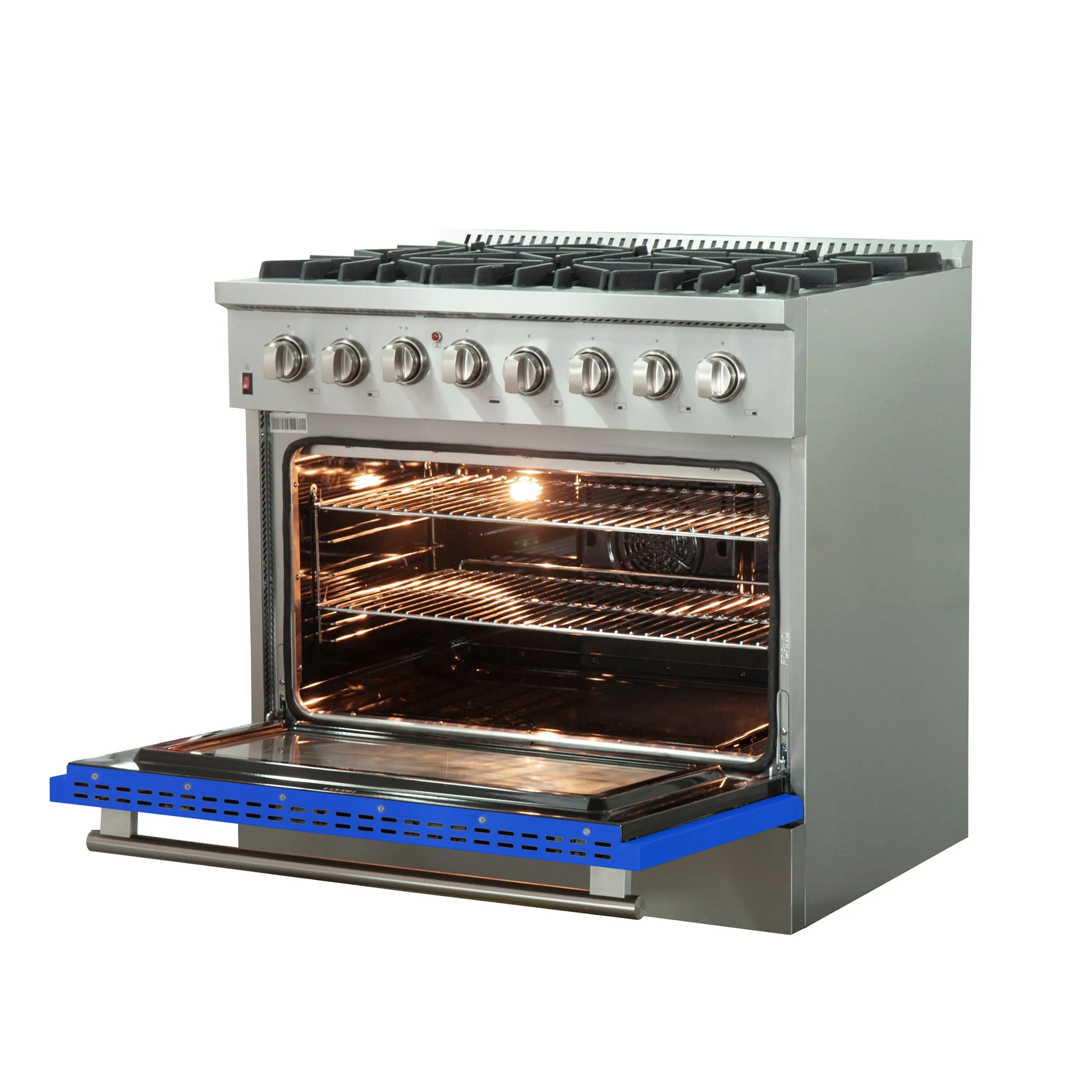 Forno Galiano 36-Inch Freestanding Dual Fuel Range with Double Convection Ovens, Blue Door - Image 3
