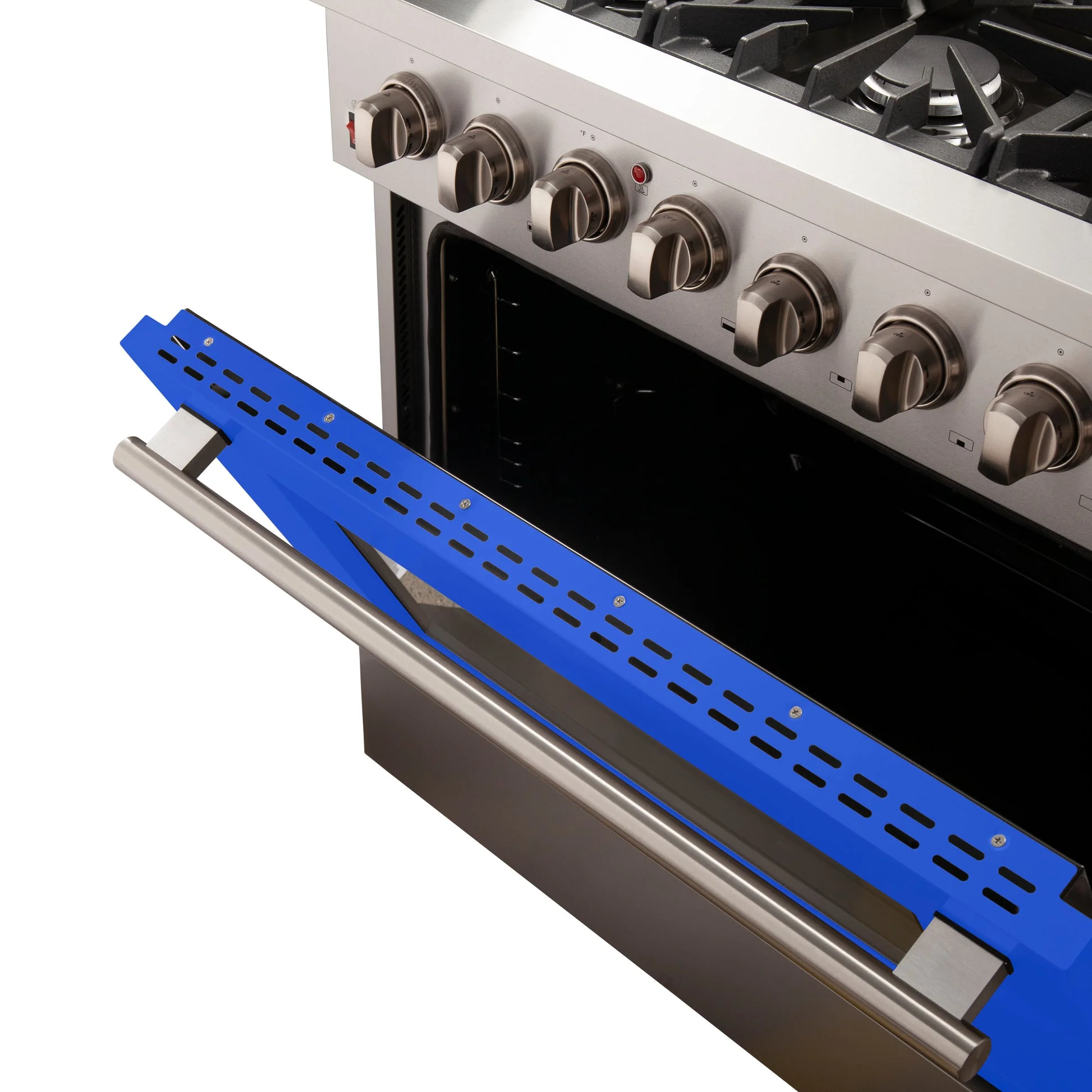 Forno Galiano 36-Inch Freestanding Dual Fuel Range with Double Convection Ovens, Blue Door - Image 5