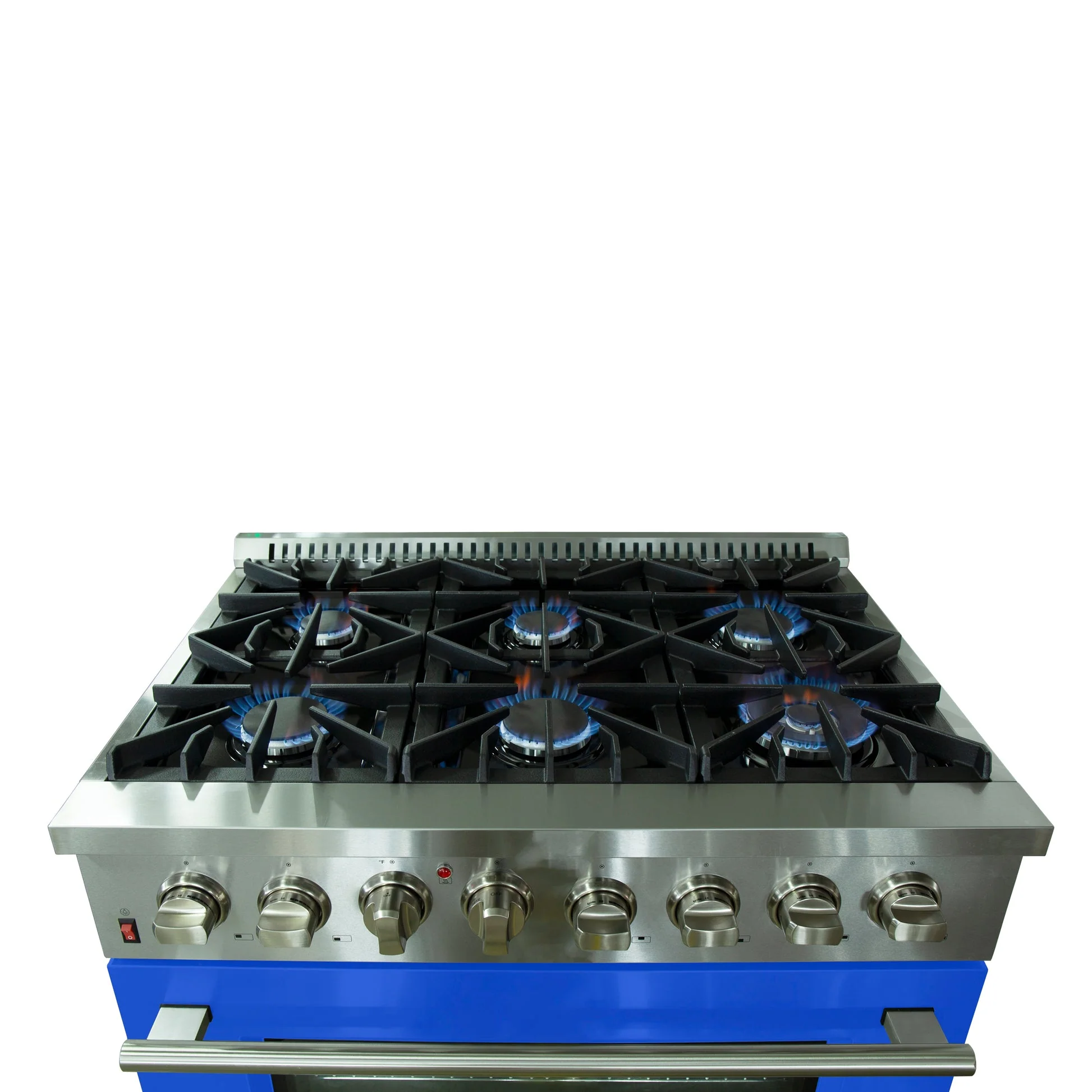 Forno Galiano 36-Inch Freestanding Dual Fuel Range with Double Convection Ovens, Blue Door - Image 6