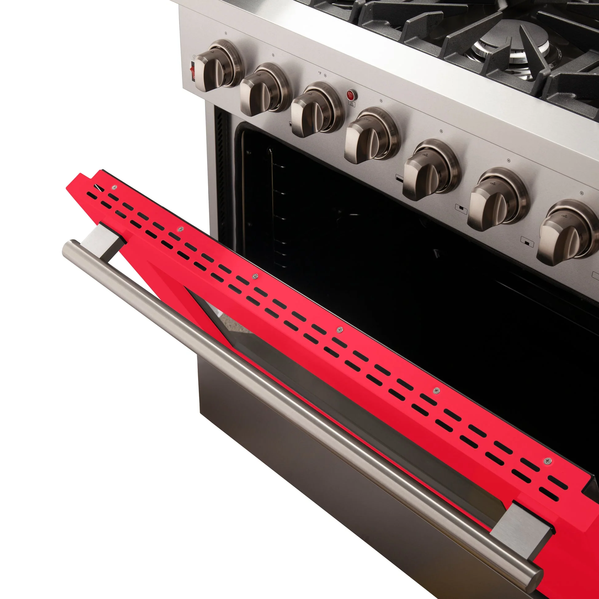 Forno Galiano 36-Inch Freestanding Dual Fuel Range with Double Convection Ovens, Red Door - Image 5