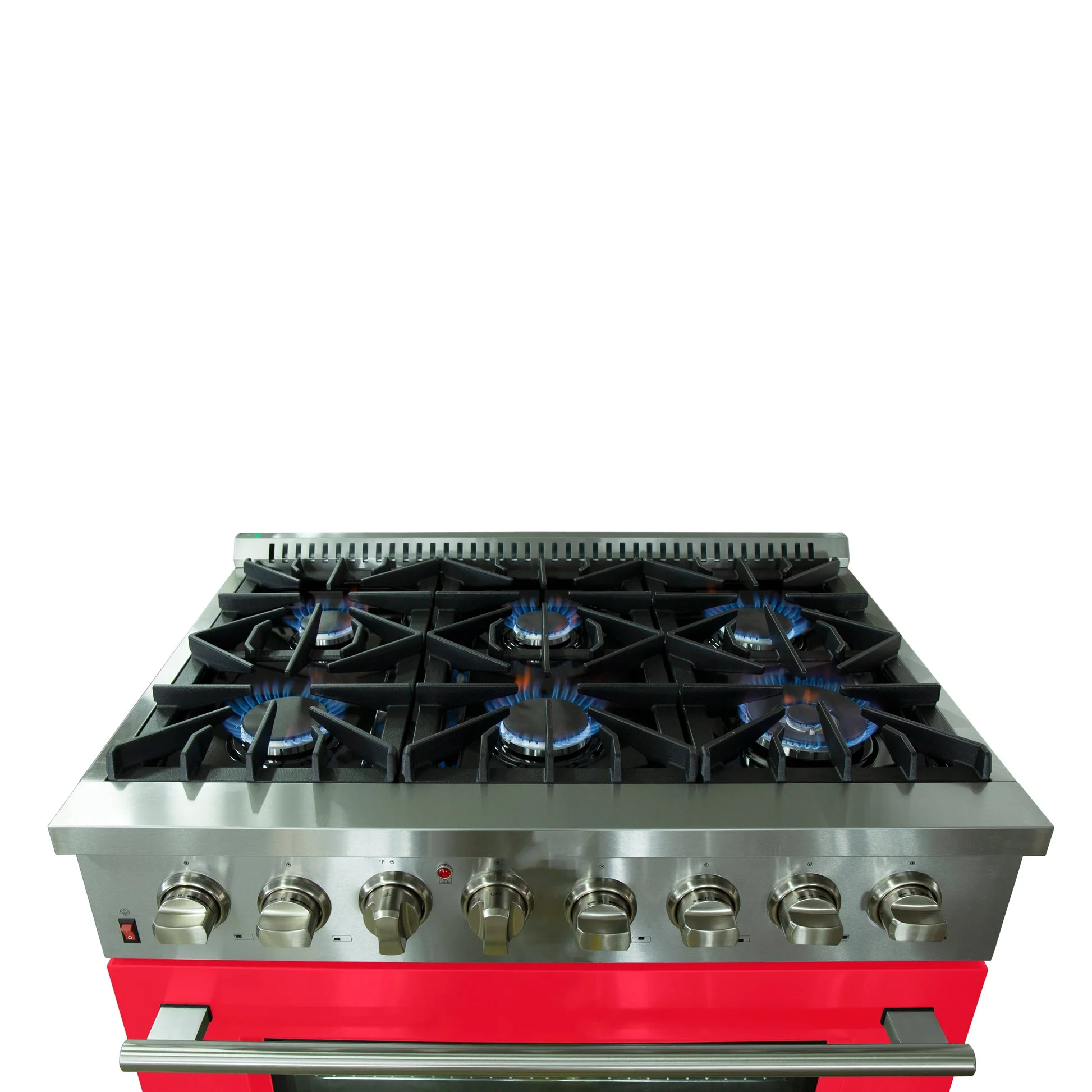 Forno Galiano 36-Inch Freestanding Dual Fuel Range with Double Convection Ovens, Red Door - Image 6
