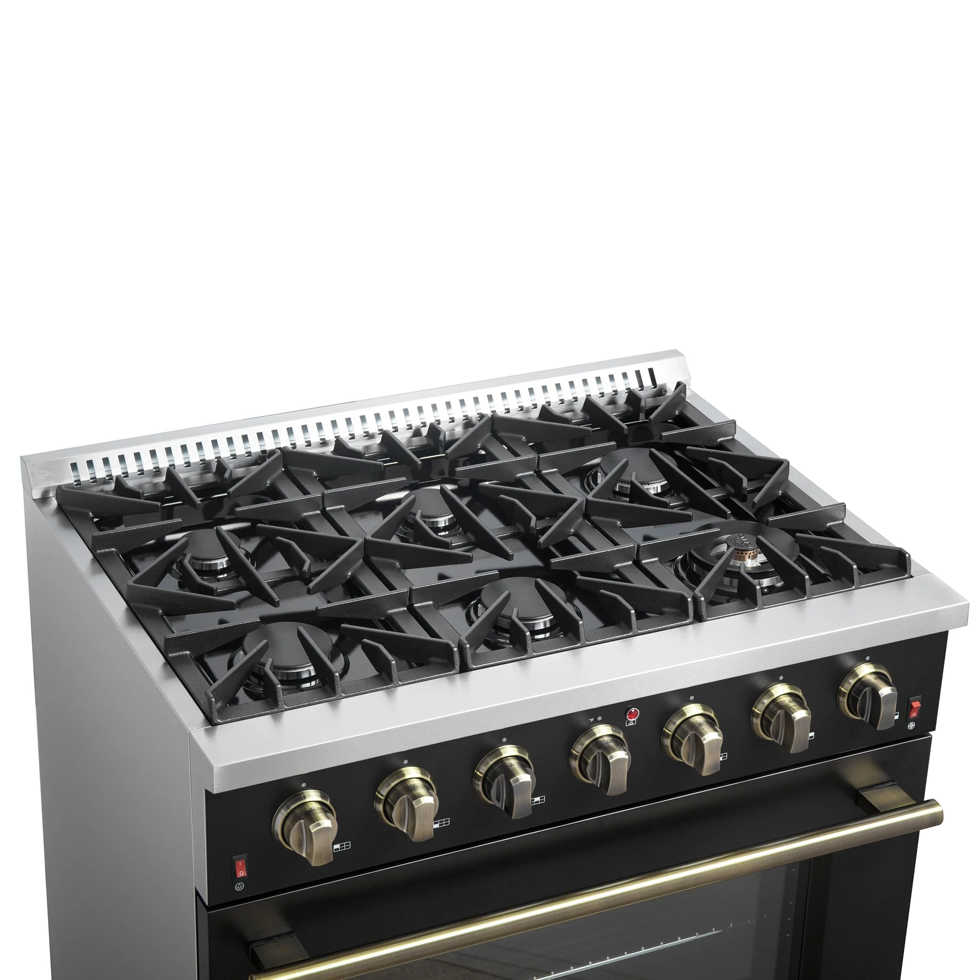 Forno Galiano 36-inch Freestanding Gas Range with Antique Brass Design, 6 Burners, Convection Oven - Image 10
