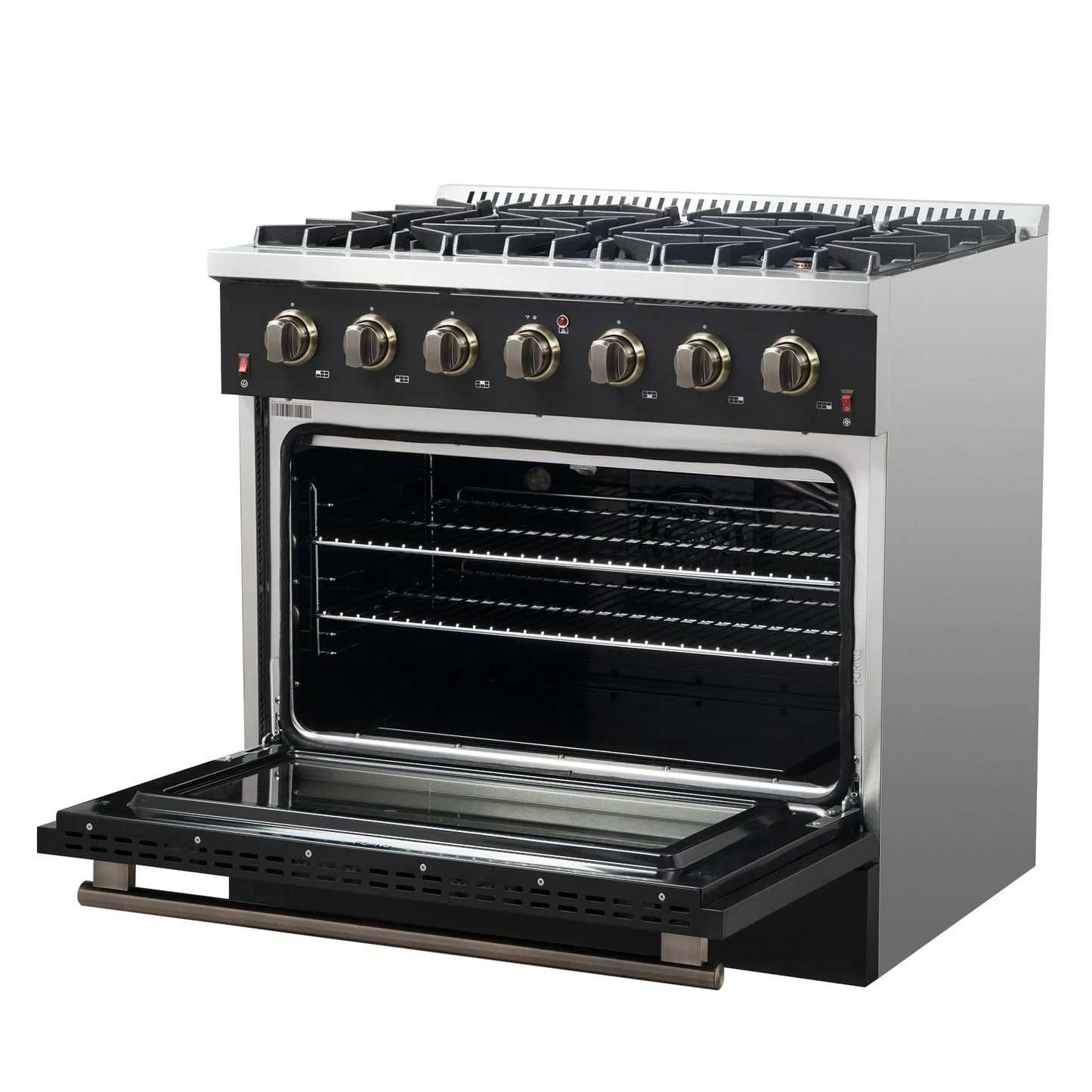 Forno Galiano 36-inch Freestanding Gas Range with Antique Brass Design, 6 Burners, Convection Oven - Image 15