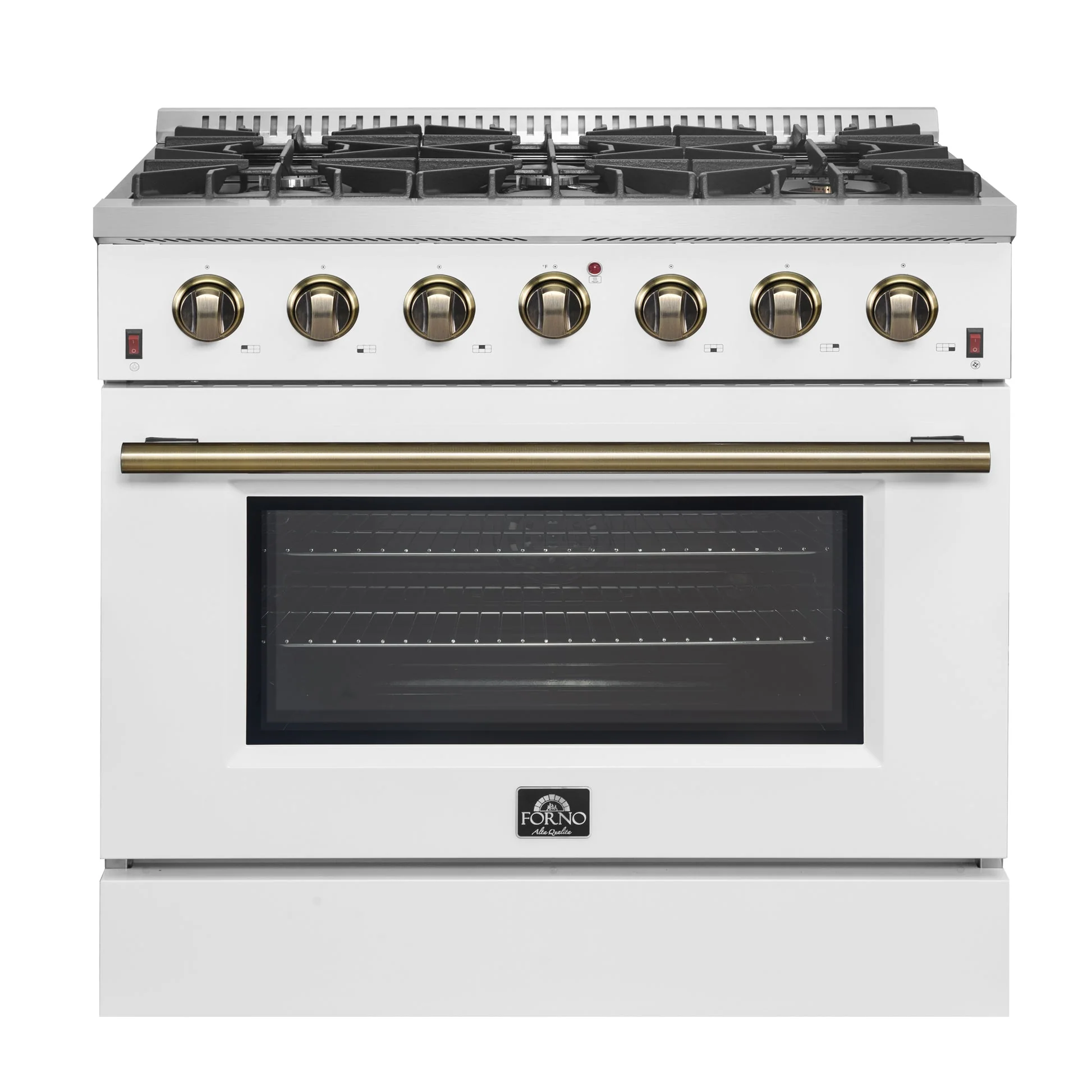 Forno Galiano 36-inch Freestanding Gas Range with Antique Brass Design, 6 Burners, Convection Oven - Image 16