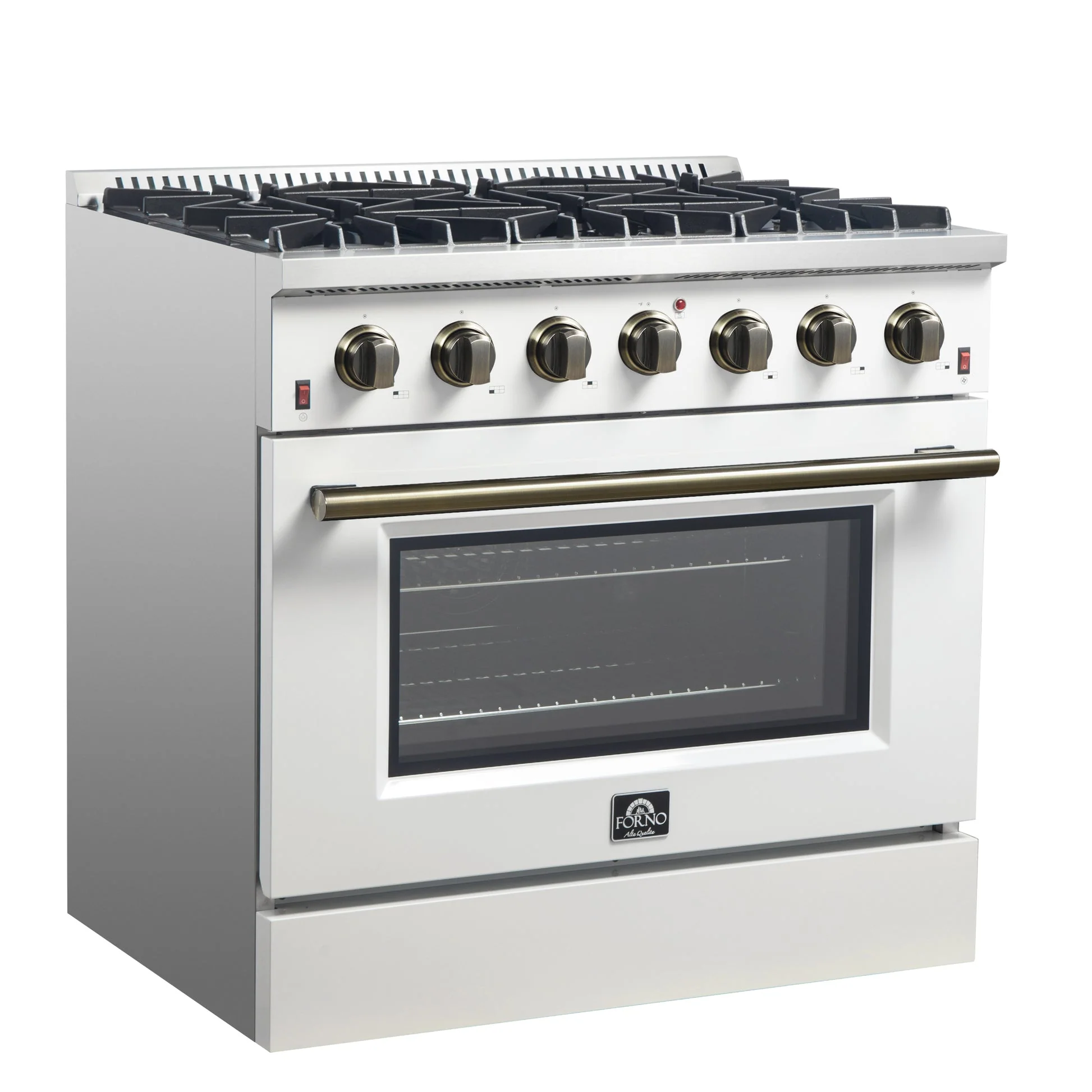 Forno Galiano 36-inch Freestanding Gas Range with Antique Brass Design, 6 Burners, Convection Oven - Image 17
