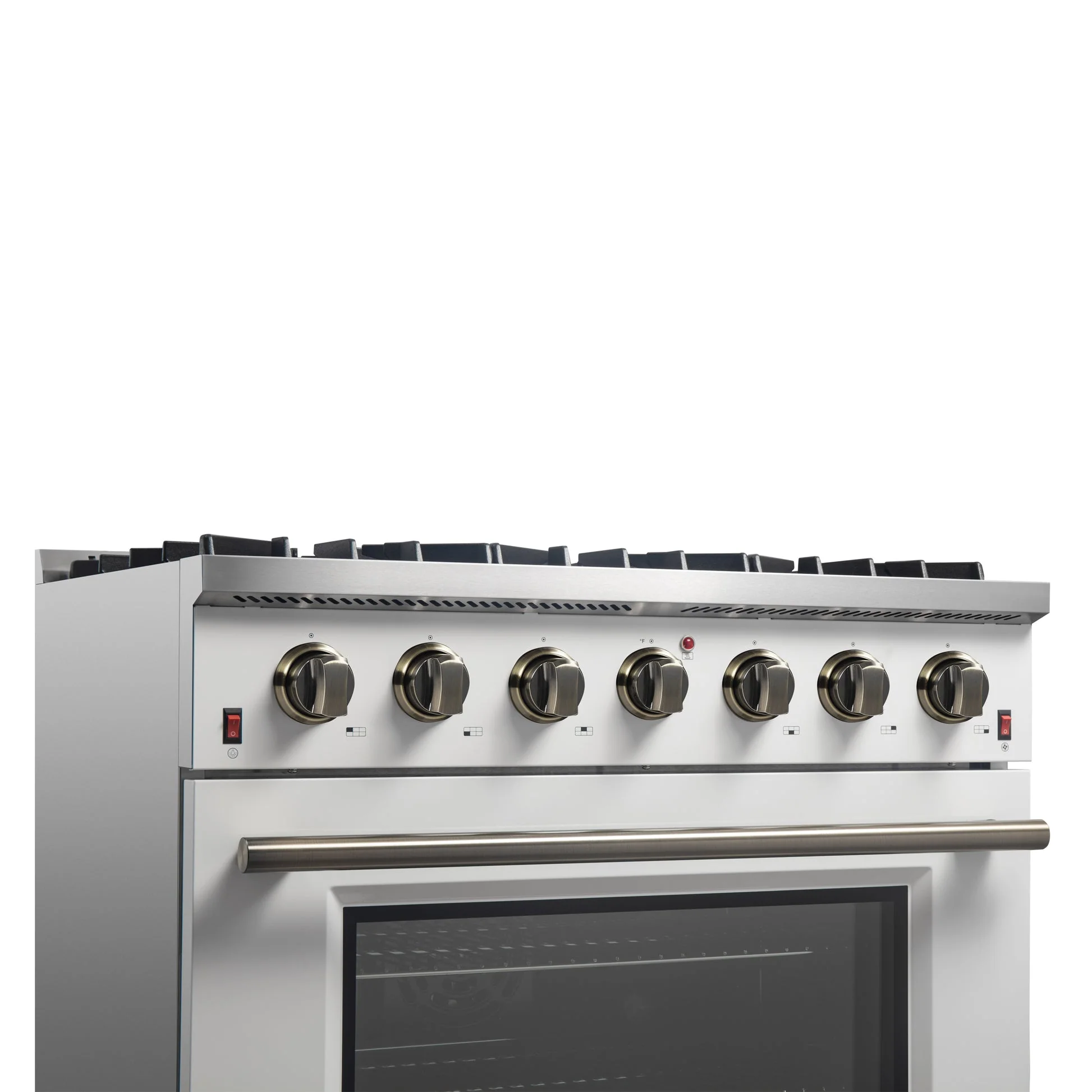 Forno Galiano 36-inch Freestanding Gas Range with Antique Brass Design, 6 Burners, Convection Oven - Image 18