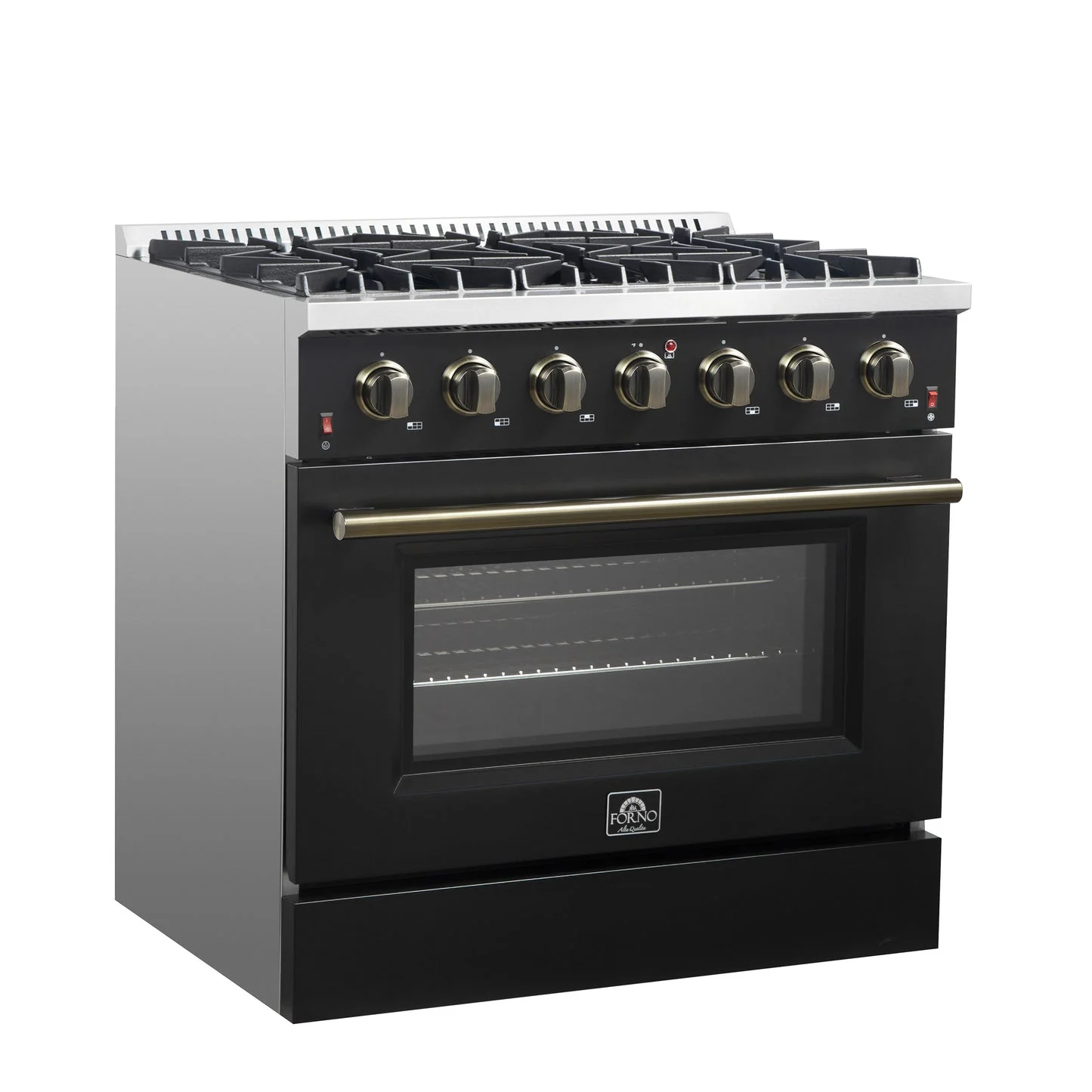Forno Galiano 36-inch Freestanding Gas Range with Antique Brass Design, 6 Burners, Convection Oven - Image 2