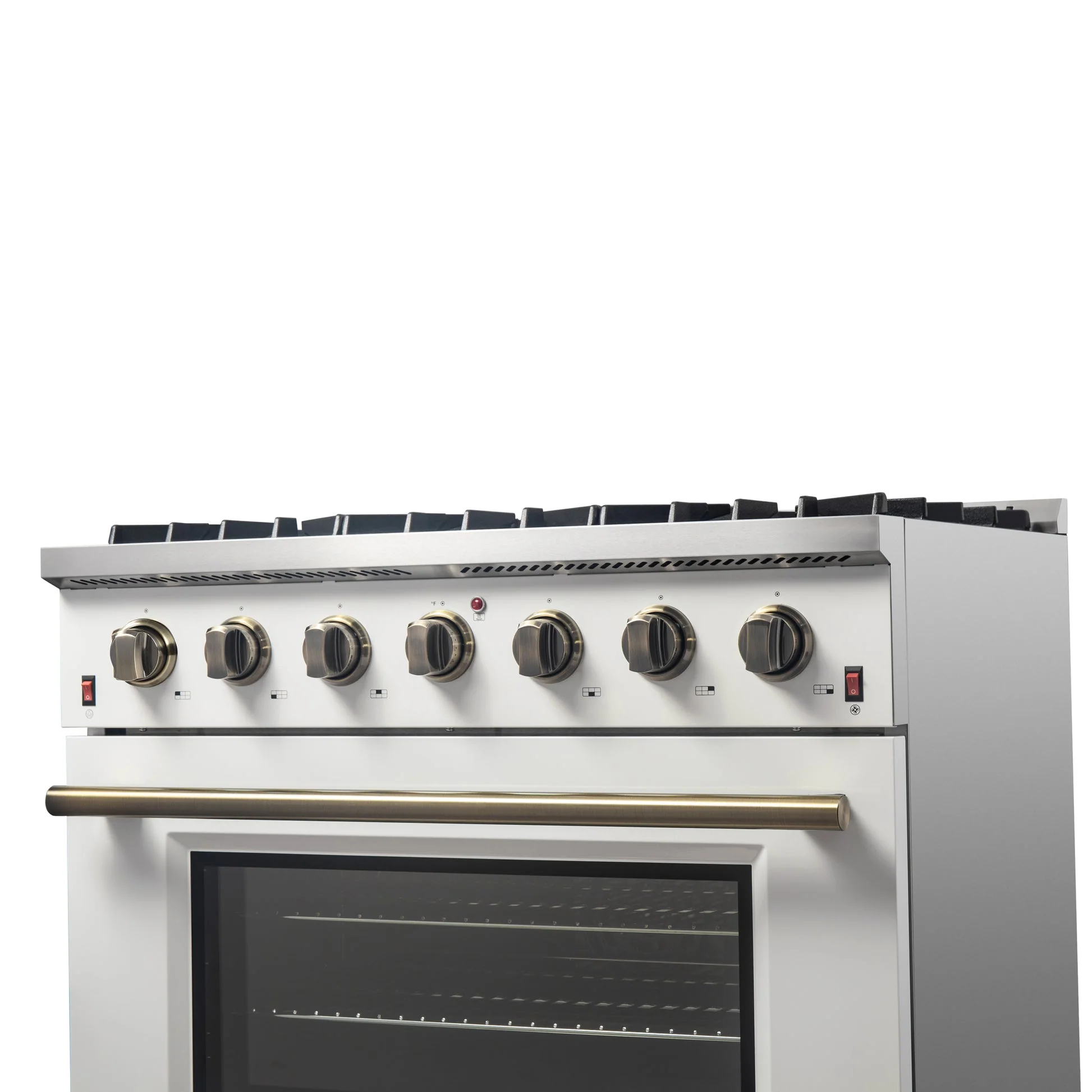 Forno Galiano 36-inch Freestanding Gas Range with Antique Brass Design, 6 Burners, Convection Oven - Image 20