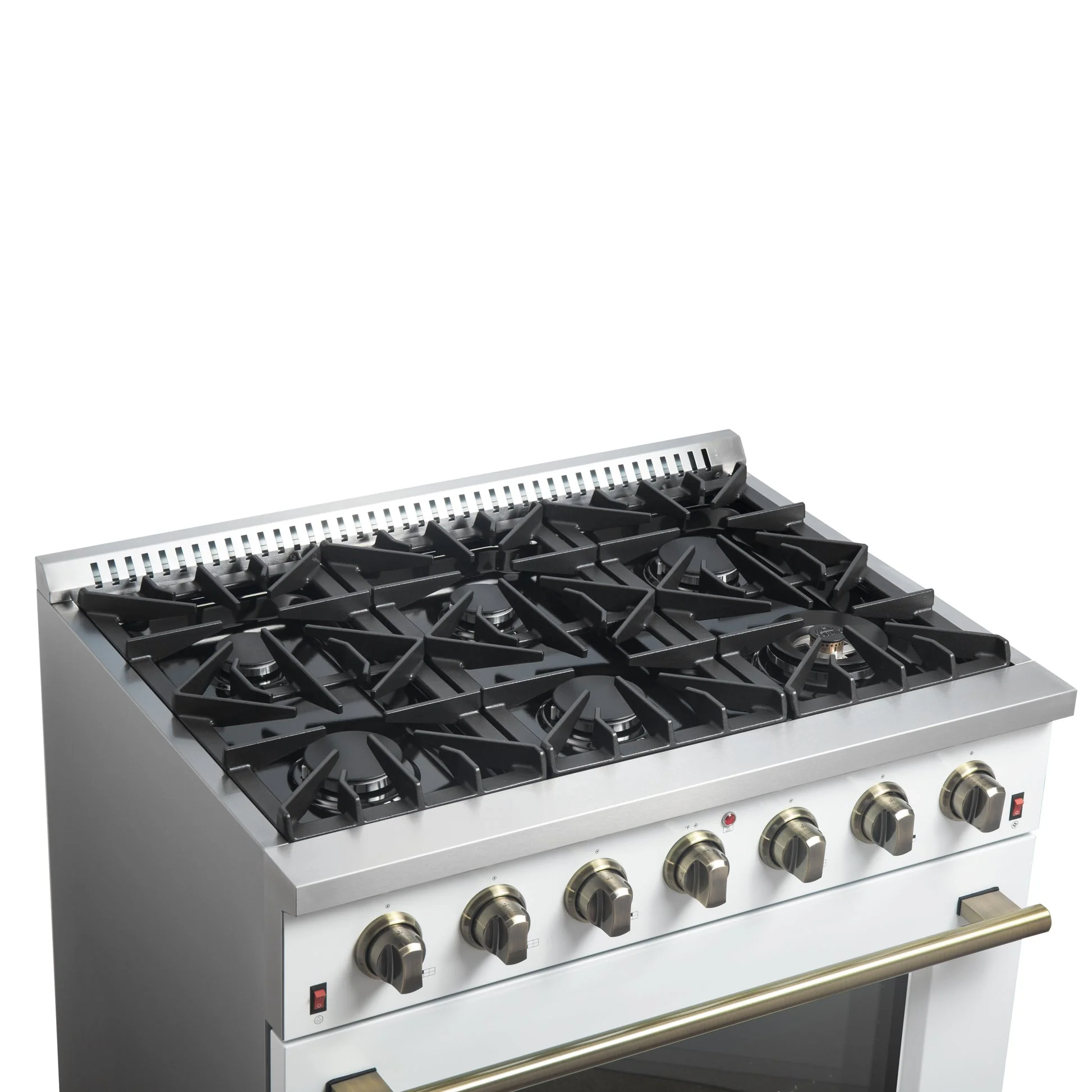 Forno Galiano 36-inch Freestanding Gas Range with Antique Brass Design, 6 Burners, Convection Oven - Image 23