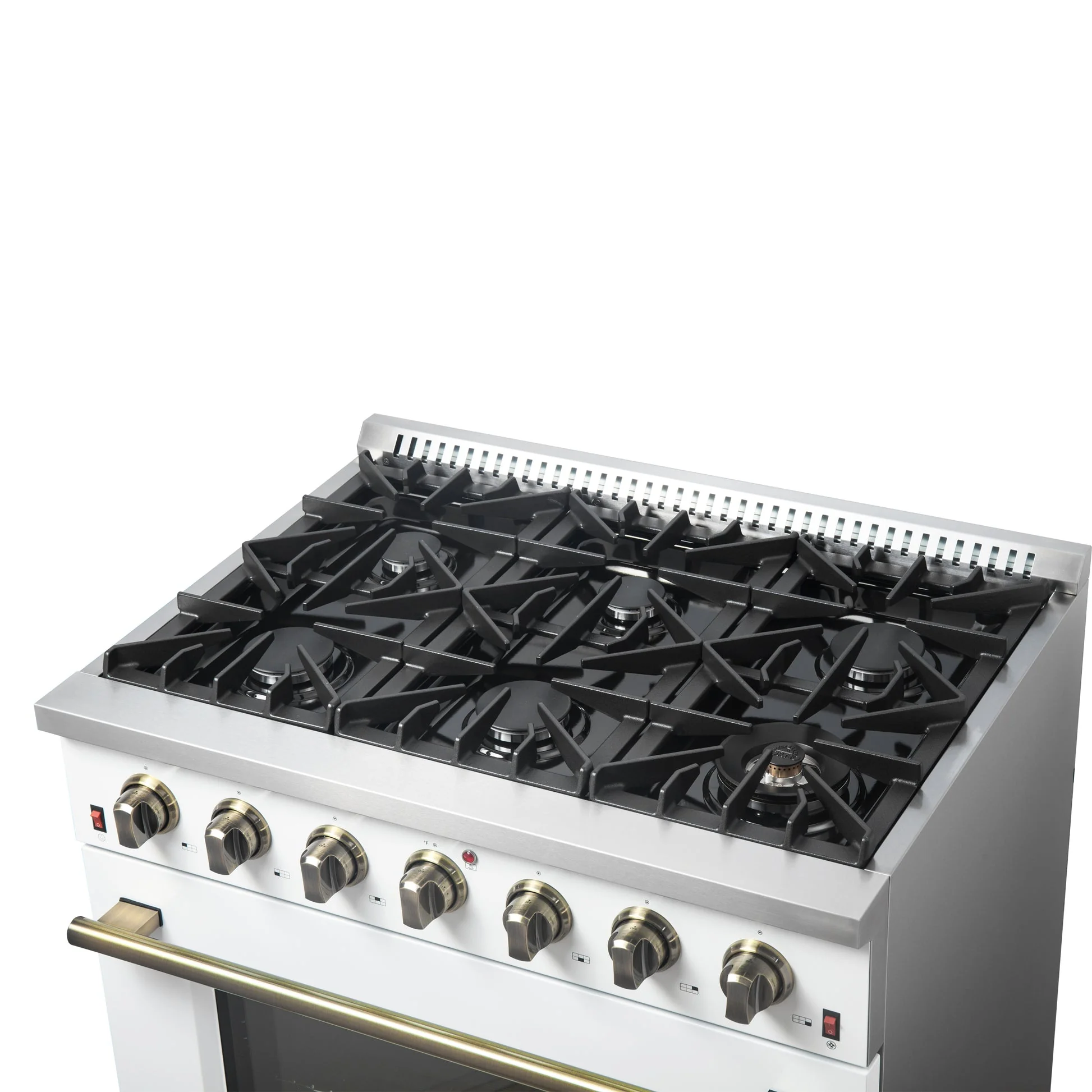 Forno Galiano 36-inch Freestanding Gas Range with Antique Brass Design, 6 Burners, Convection Oven - Image 25
