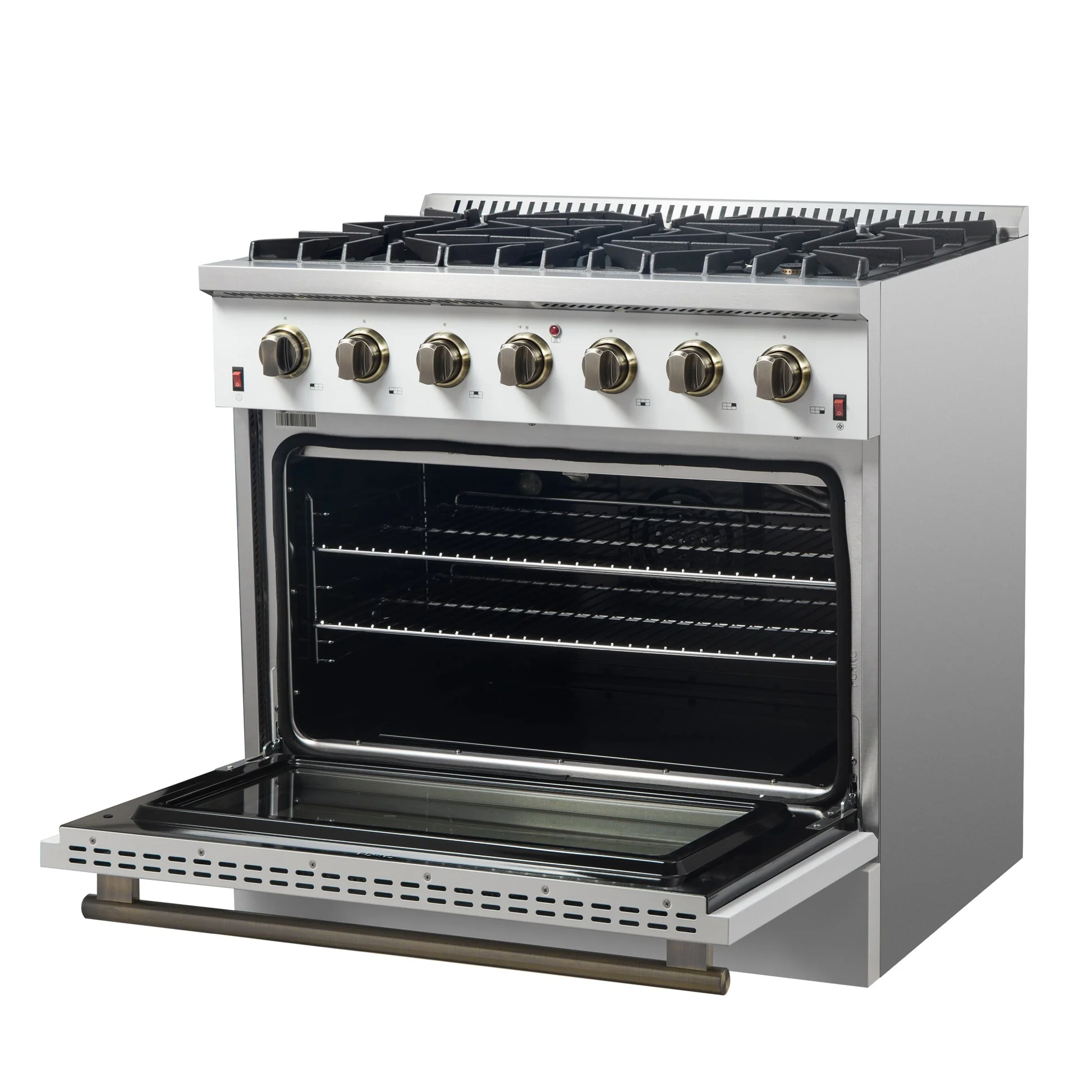 Forno Galiano 36-inch Freestanding Gas Range with Antique Brass Design, 6 Burners, Convection Oven - Image 26