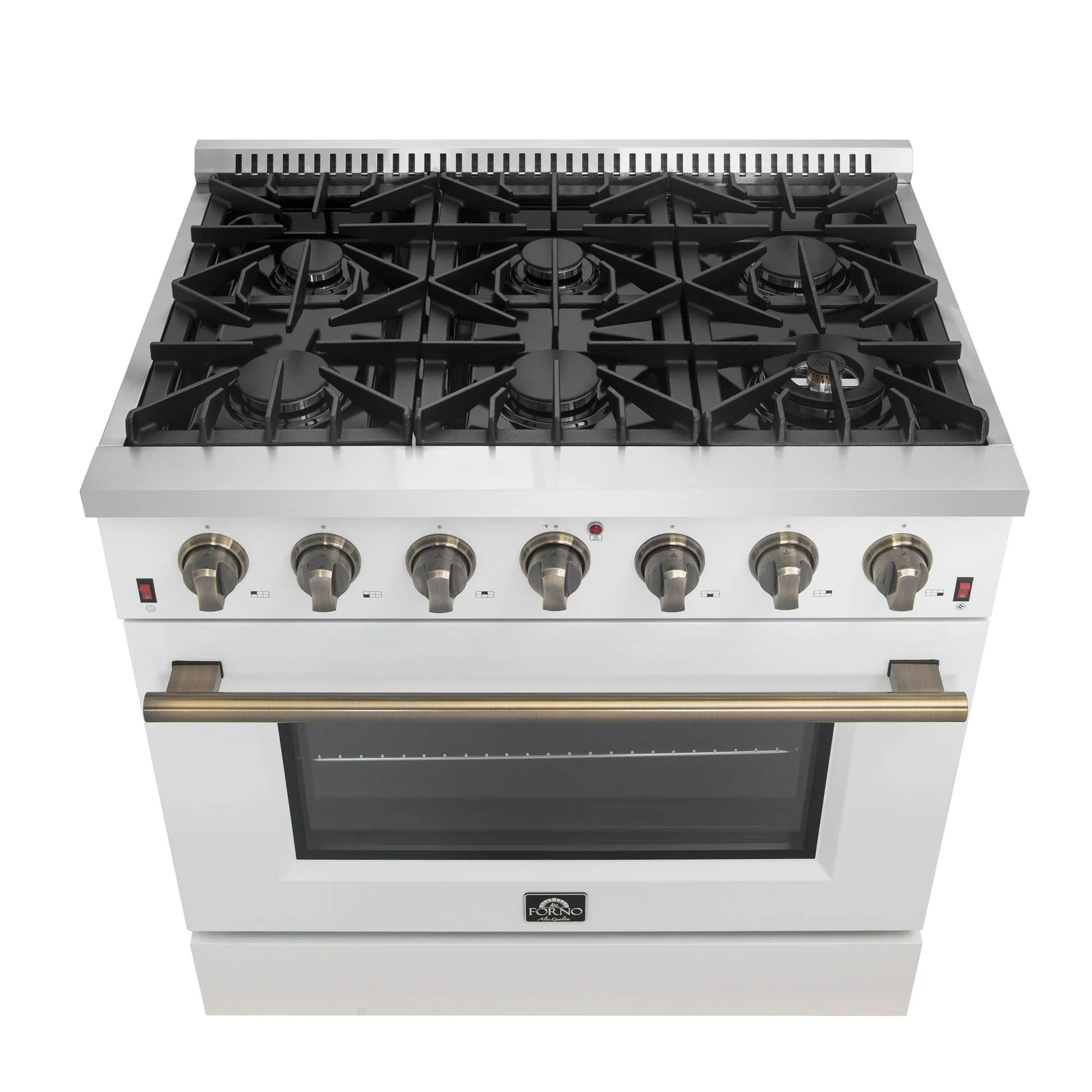 Forno Galiano 36-inch Freestanding Gas Range with Antique Brass Design, 6 Burners, Convection Oven - Image 28