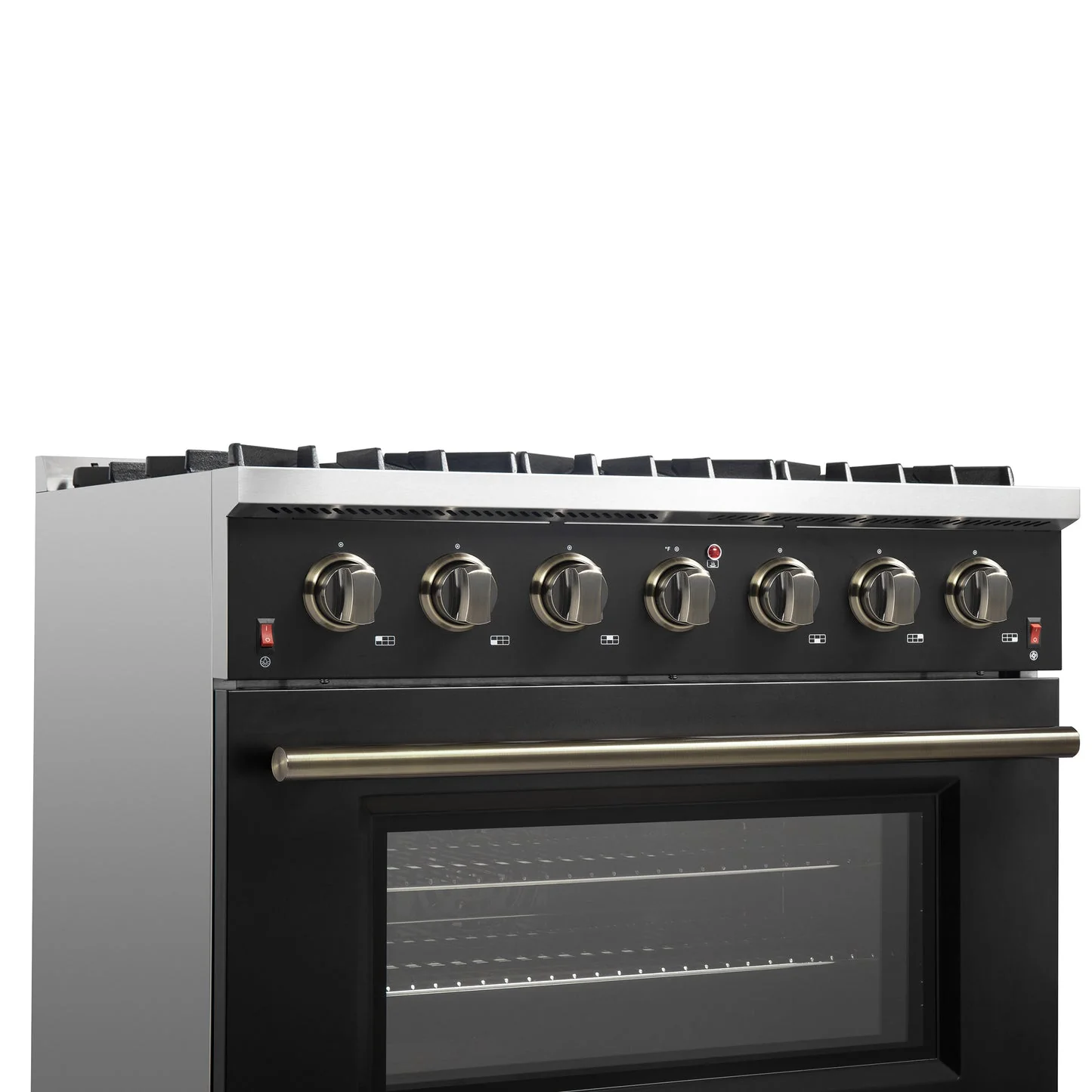 Forno Galiano 36-inch Freestanding Gas Range with Antique Brass Design, 6 Burners, Convection Oven - Image 3