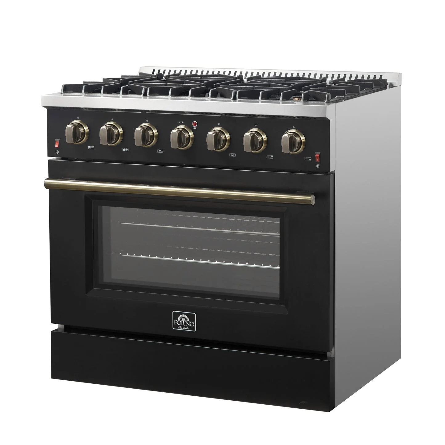 Forno Galiano 36-inch Freestanding Gas Range with Antique Brass Design, 6 Burners, Convection Oven - Image 4