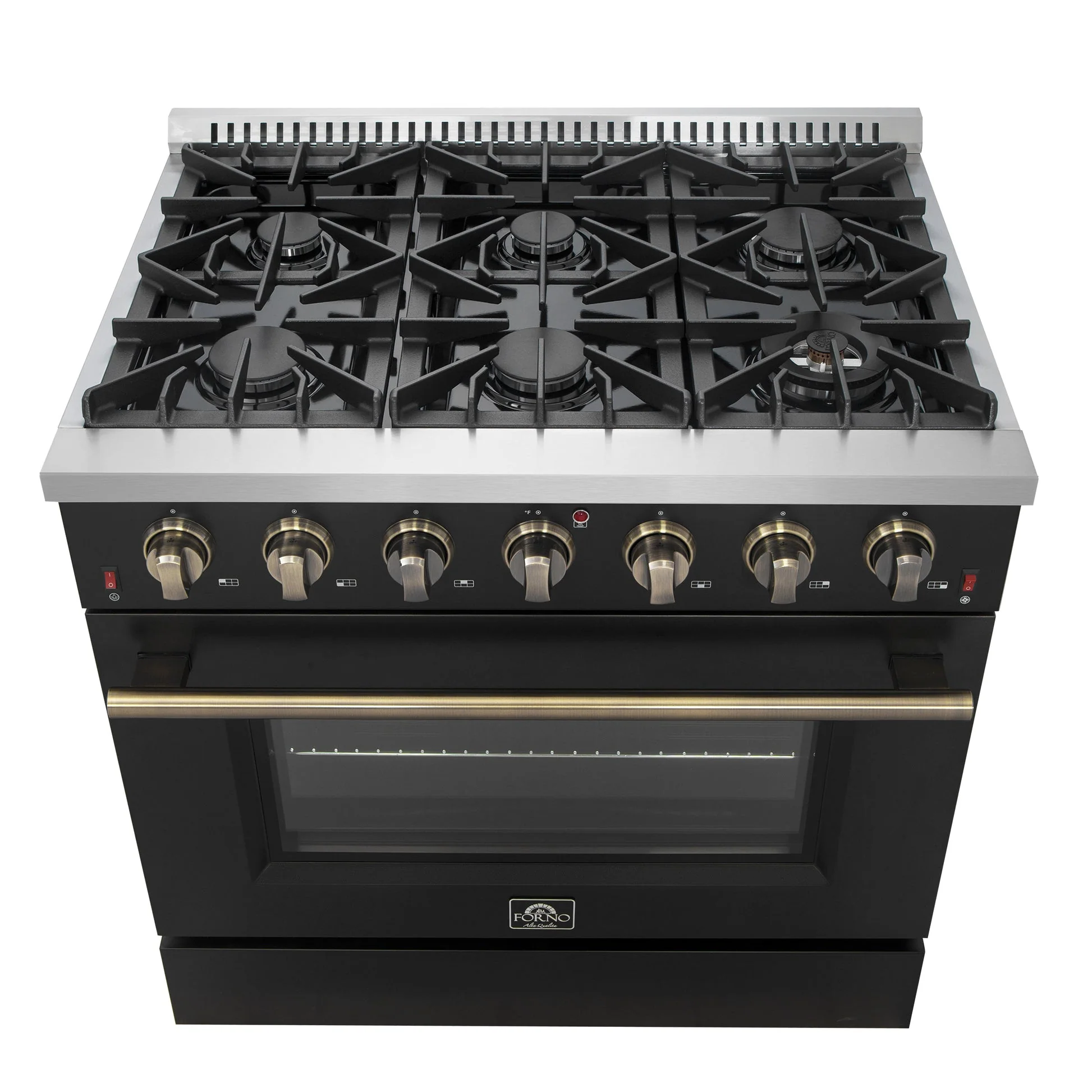 Forno Galiano 36-inch Freestanding Gas Range with Antique Brass Design, 6 Burners, Convection Oven - Image 7