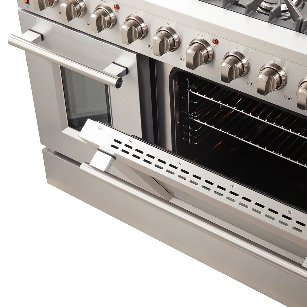 Forno Galiano 48-Inch Freestanding Gas Range, Stainless Steel, 8 Burners, 107,000 BTU, Double Ovens - Image 3