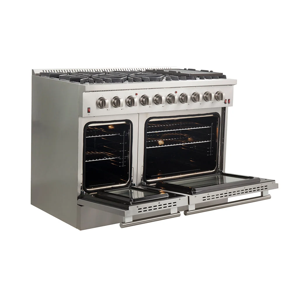 Forno Galiano 48-Inch Freestanding Gas Range, Stainless Steel, 8 Burners, 107,000 BTU, Double Ovens - Image 5