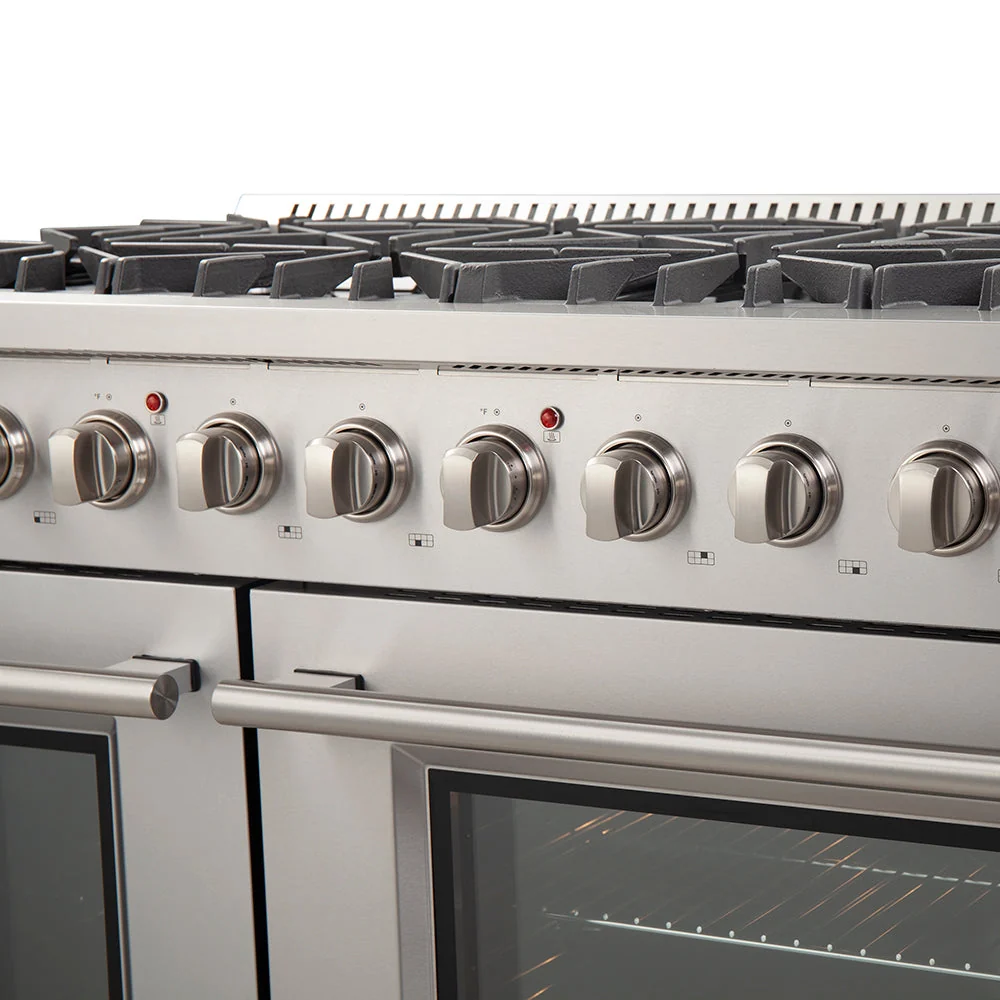 Forno Galiano 48-Inch Freestanding Gas Range, Stainless Steel, 8 Burners, 107,000 BTU, Double Ovens - Image 6